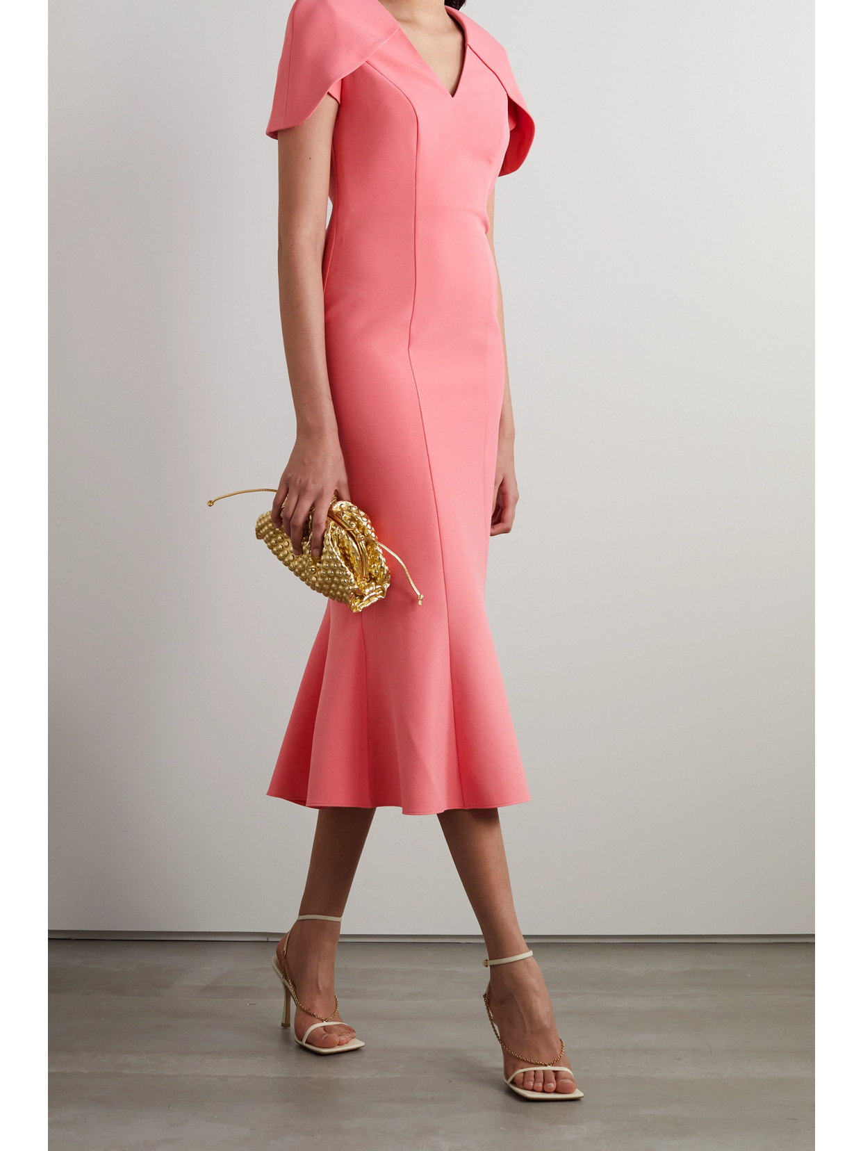 Safiyaa Ginka Cape-effect Strech-crepe Midi Dress In Pink
