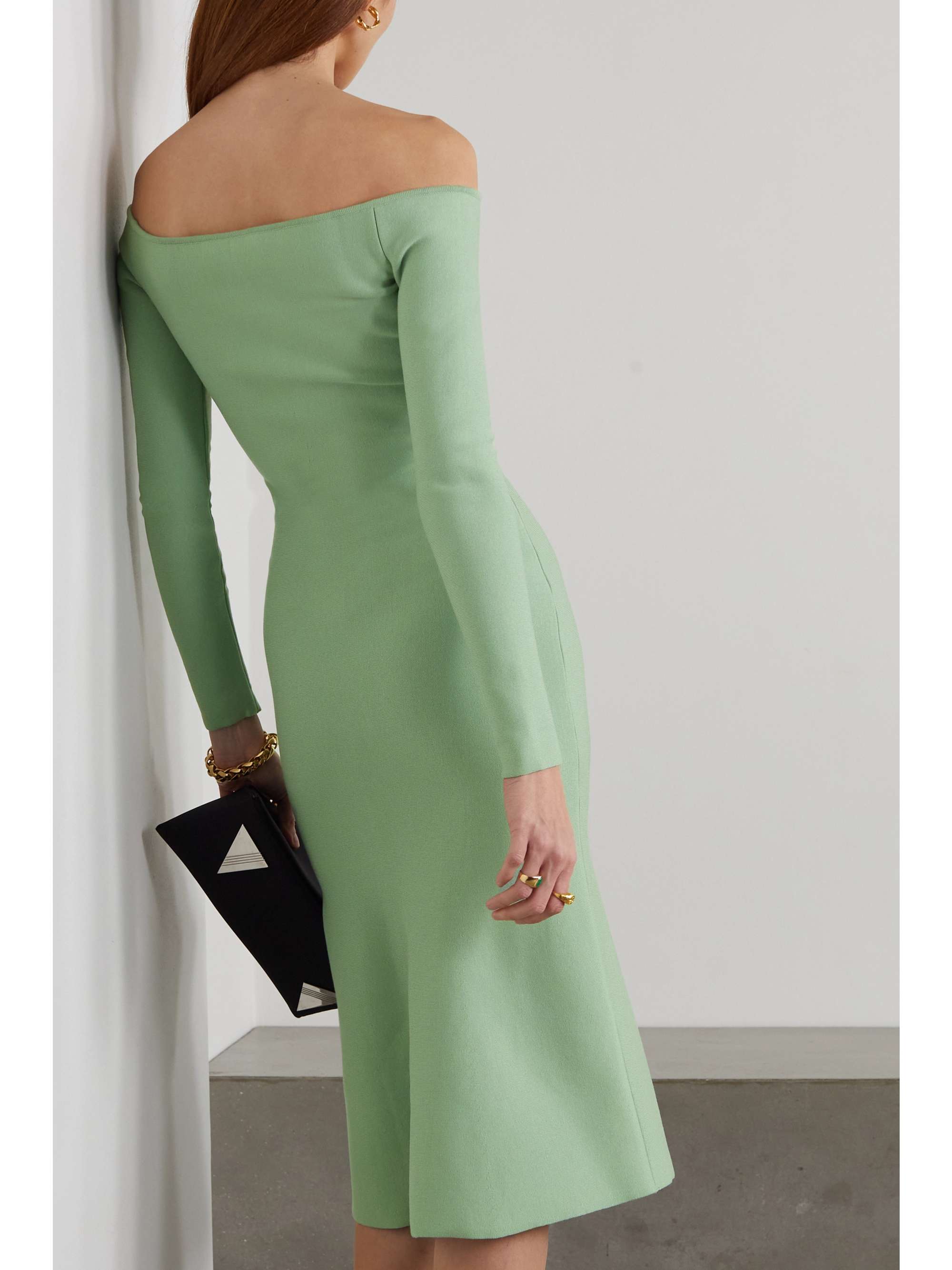 SAFIYAA Reneé off-the-shoulder knitted midi dress