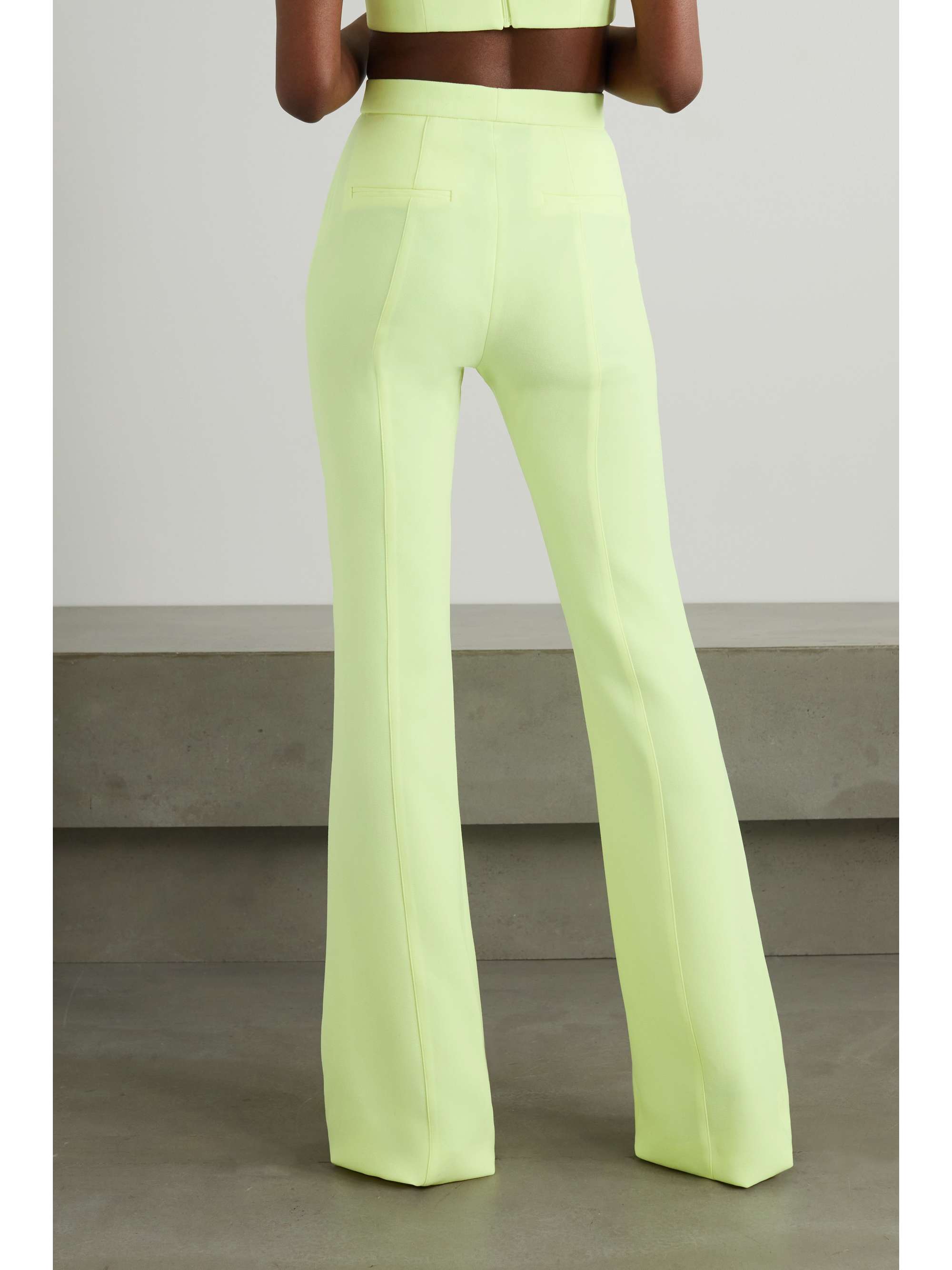 Yellow Rene stretch-crepe flared pants 