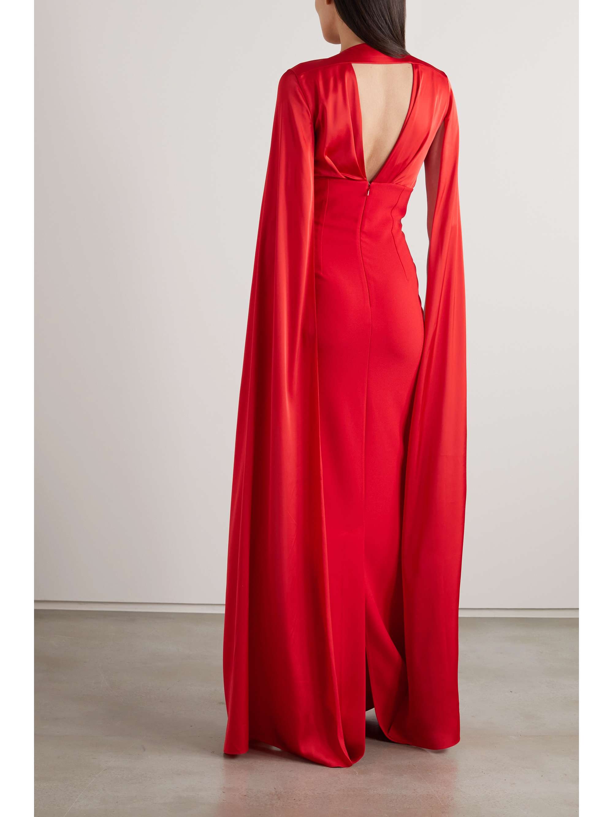 SAFIYAA Angelina cape-effect crepe and satin gown