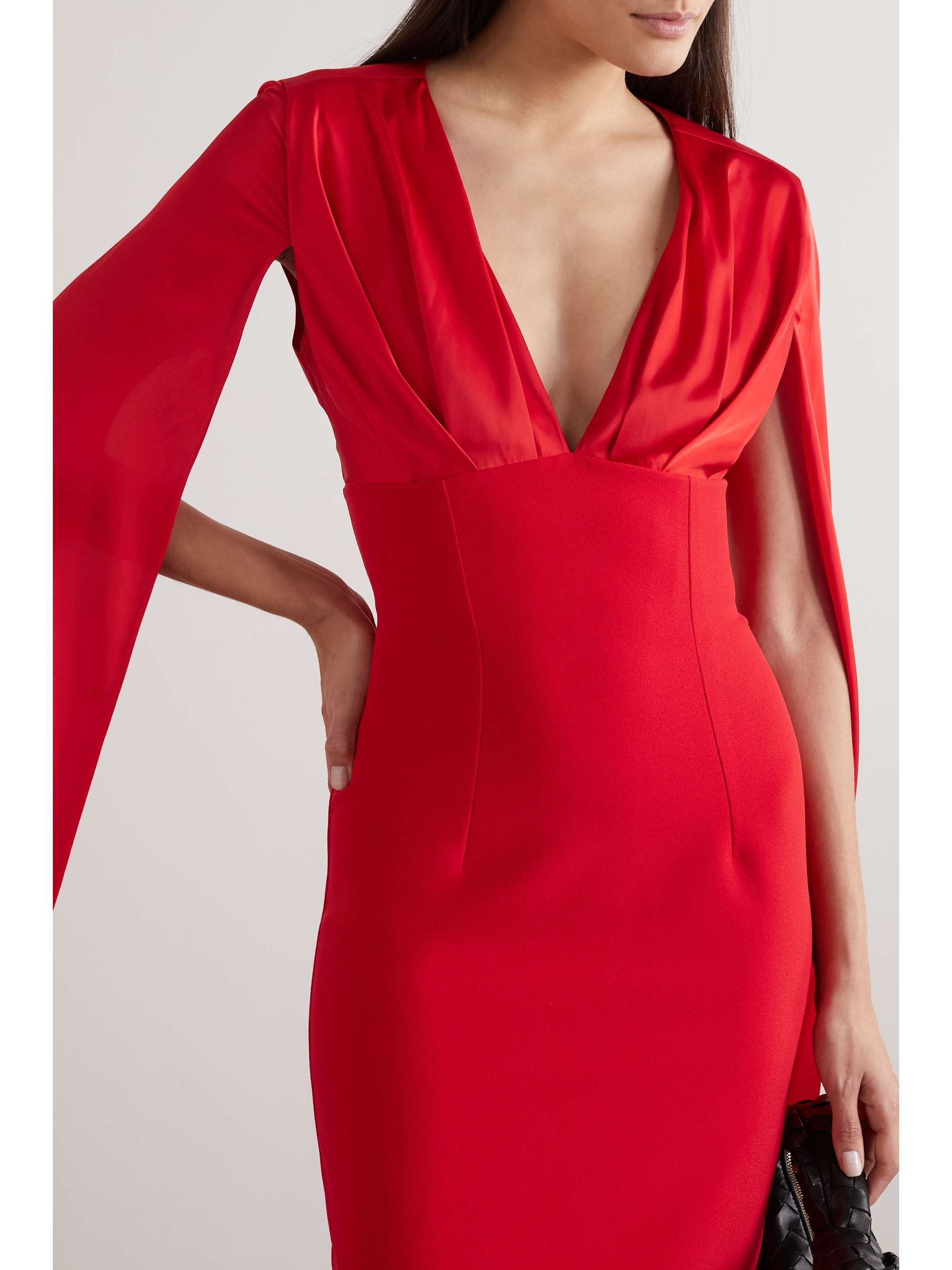 SAFIYAA Angelina cape-effect crepe and satin gown