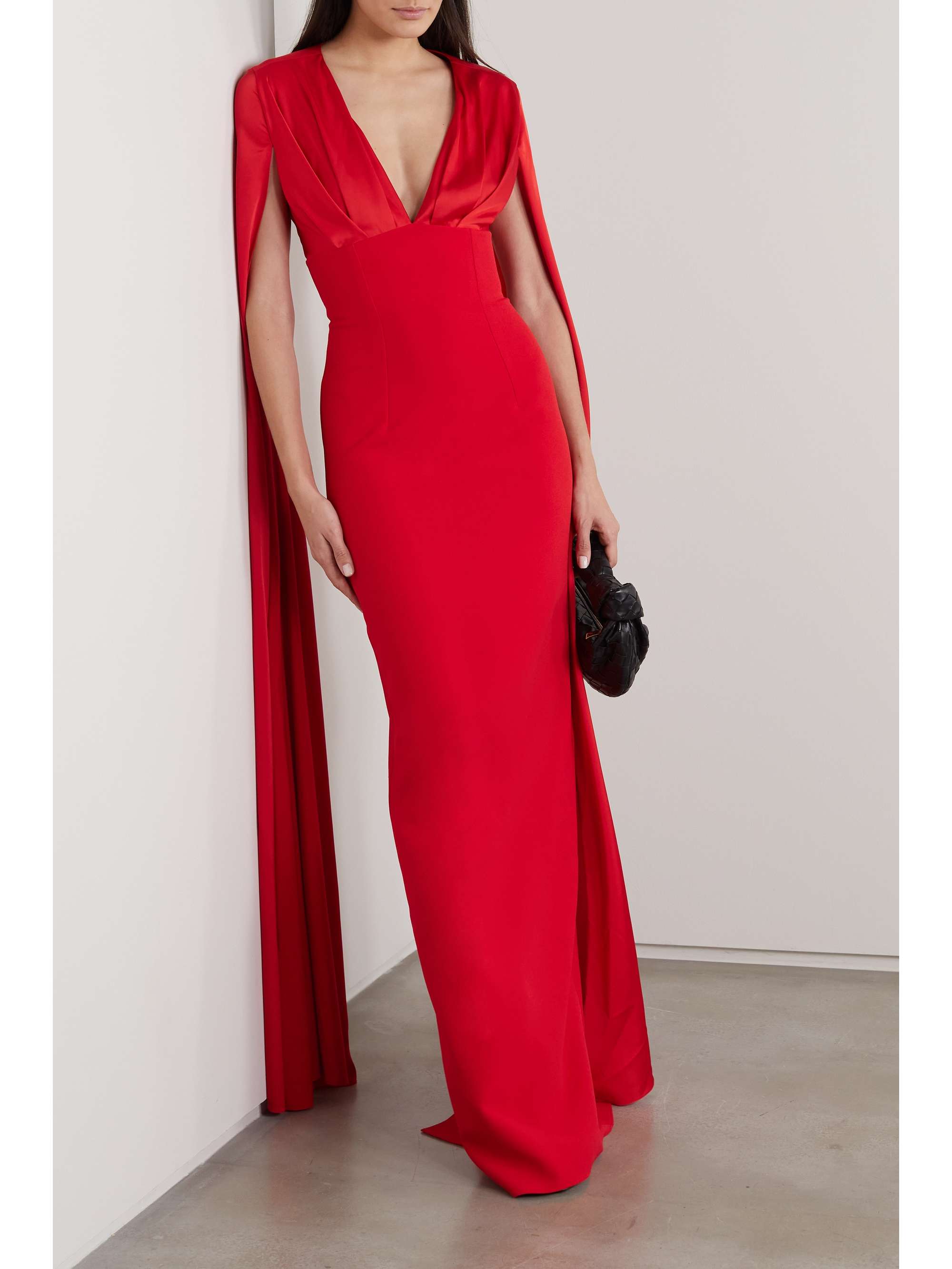 SAFIYAA Angelina cape-effect crepe and satin gown