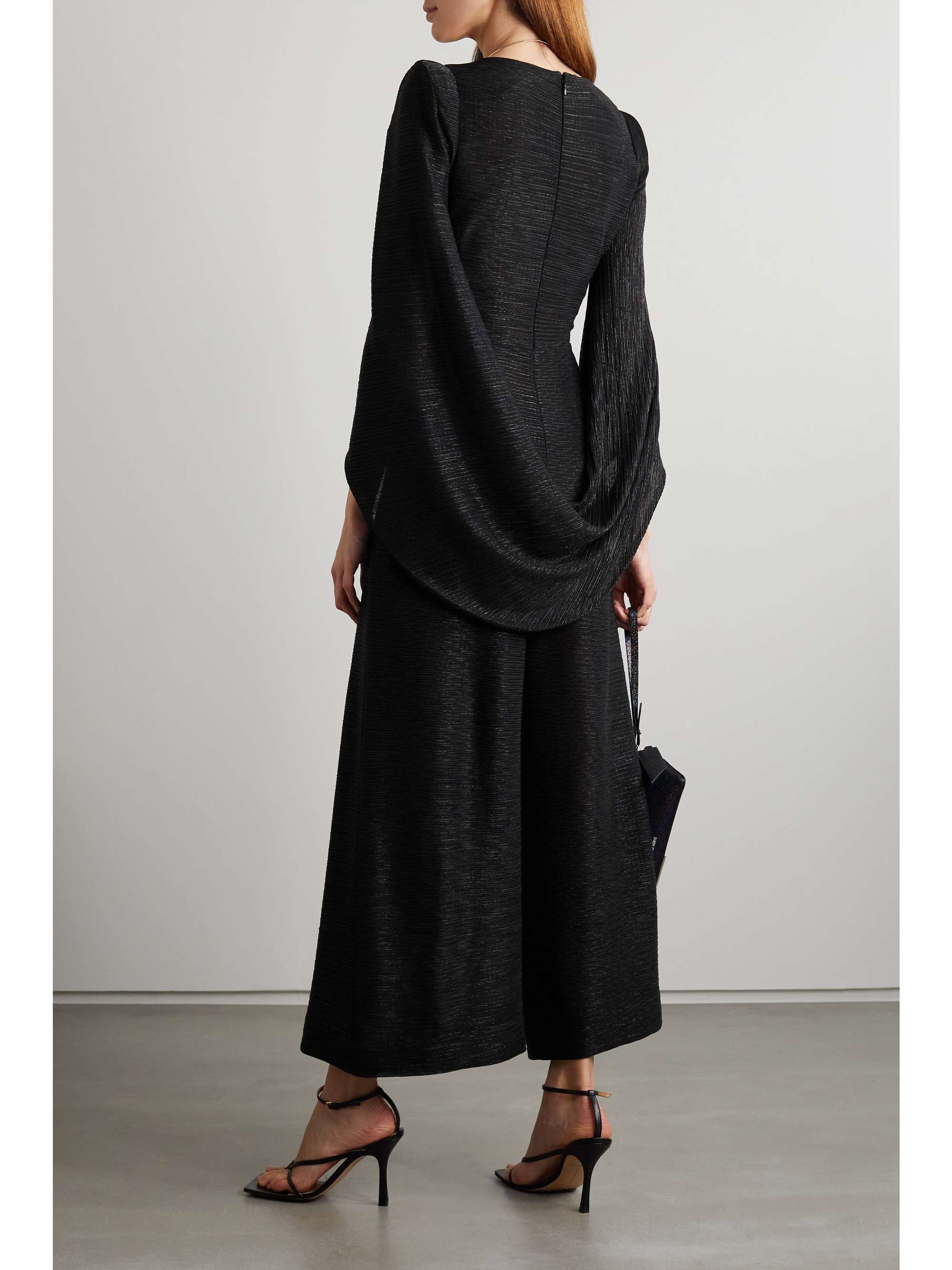 TALBOT RUNHOF Draped metallic voile jumpsuit