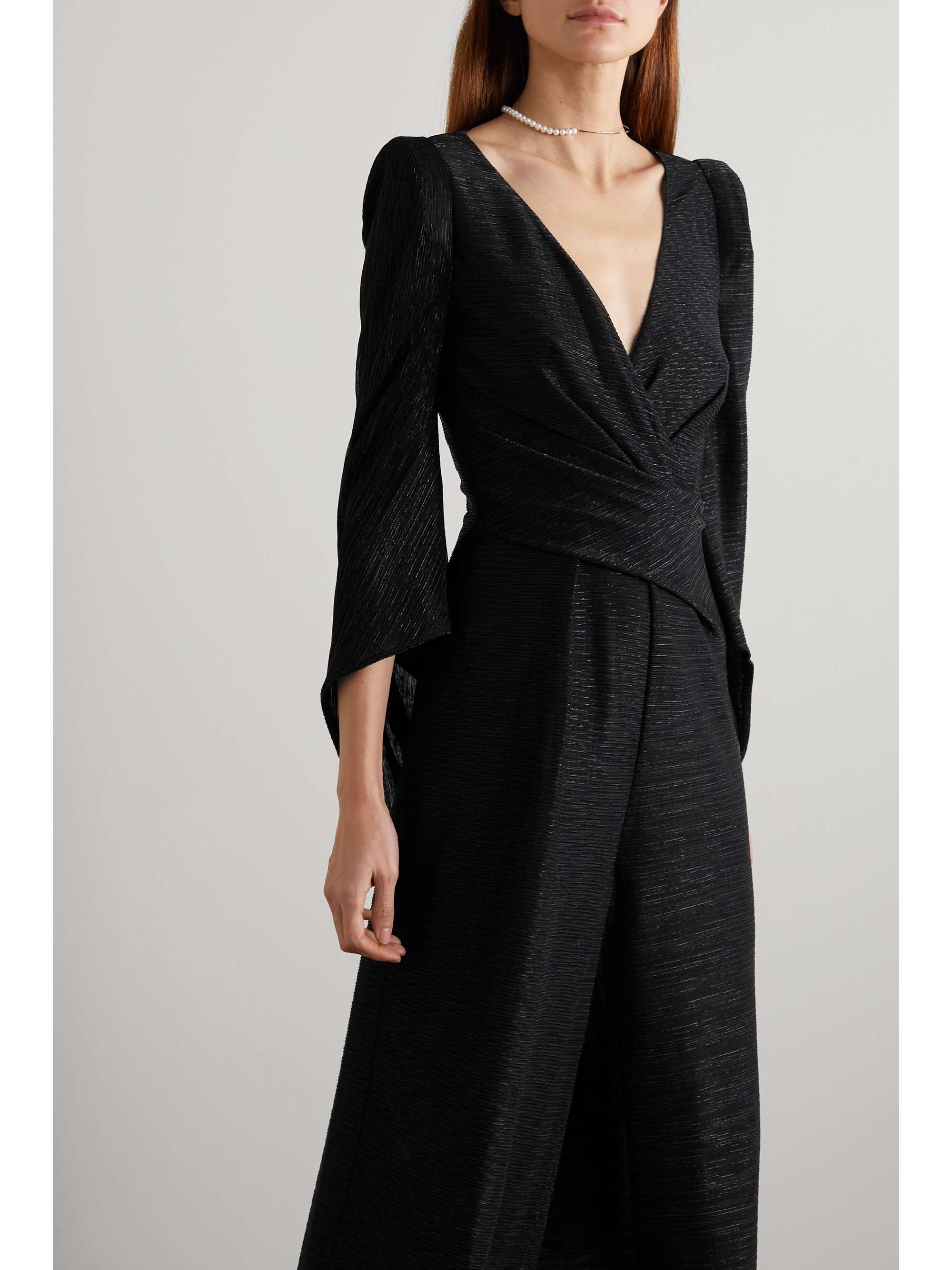 TALBOT RUNHOF Draped metallic voile jumpsuit