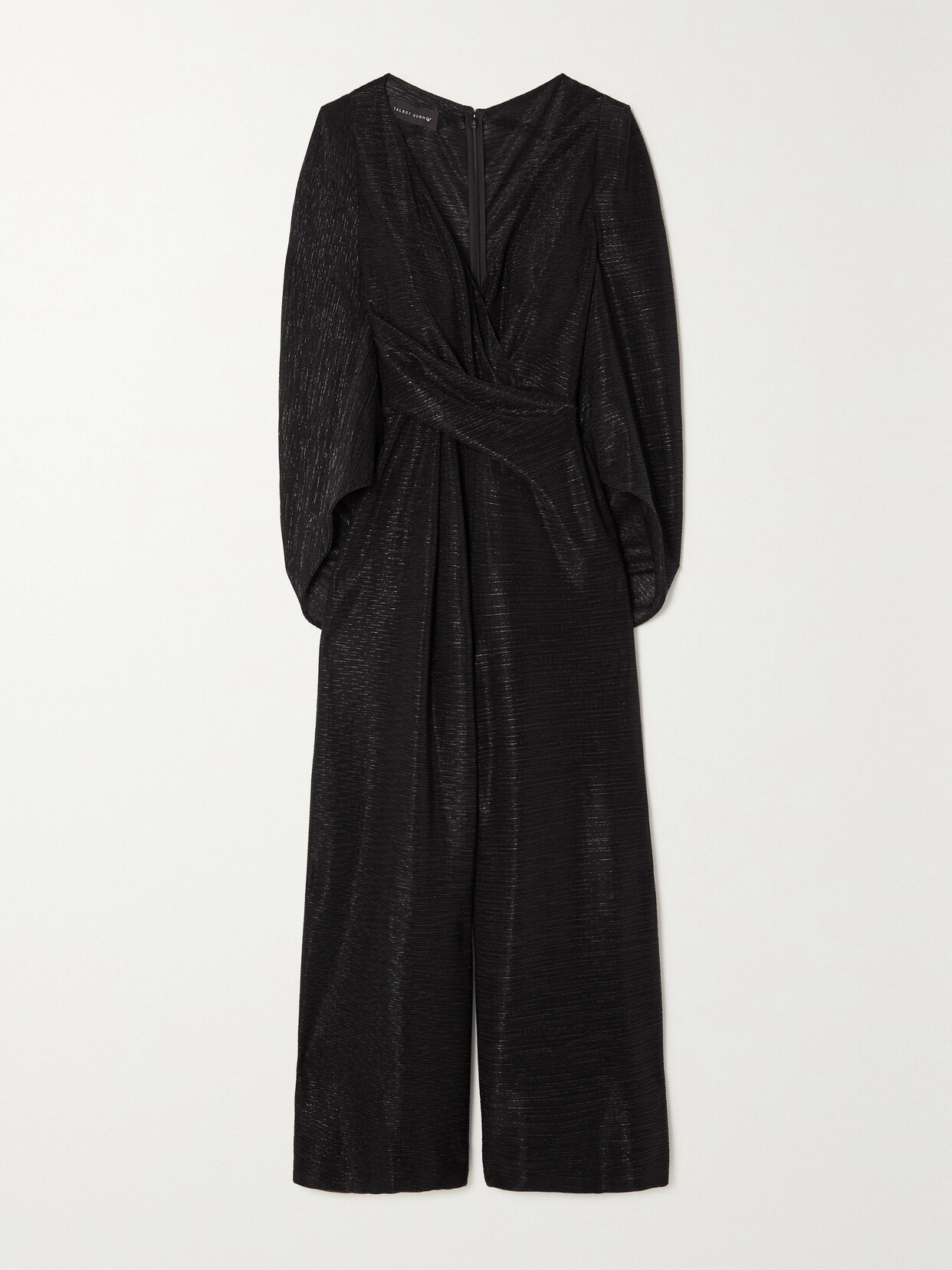 Talbot Runhof Draped Metallic Voile Jumpsuit