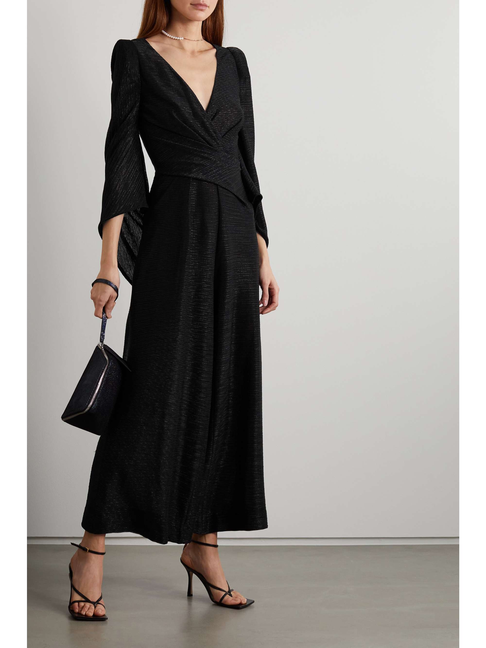 TALBOT RUNHOF Draped metallic voile jumpsuit