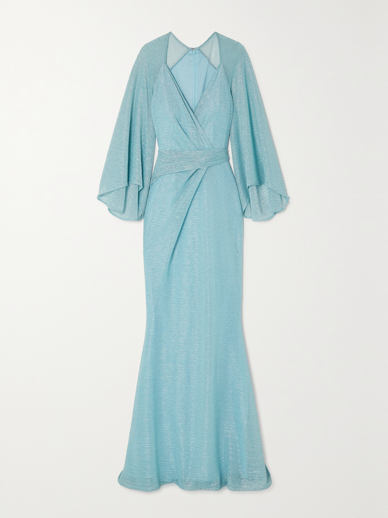 Talbot Runhof Wrap-effect Metallic Voile Gown - Blue