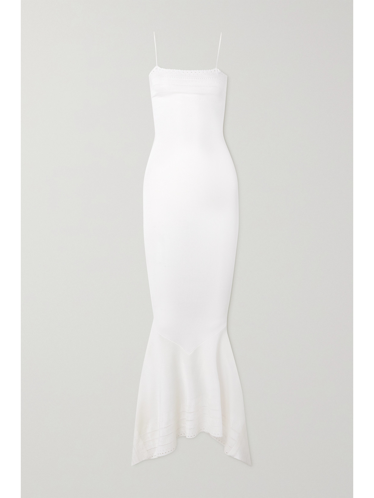 Shop Alexandre Vauthier Perforated Stretch-knit Gown In White