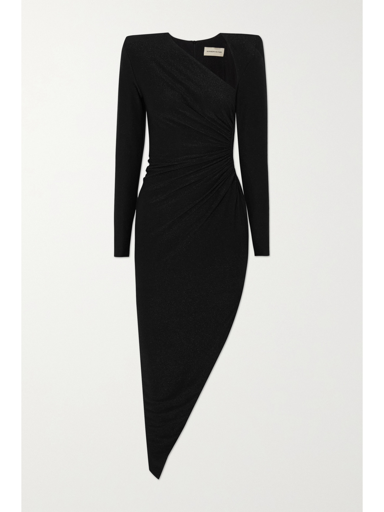 ALEXANDRE VAUTHIER ASYMMETRIC GATHERED METALLIC CREPE DRESS