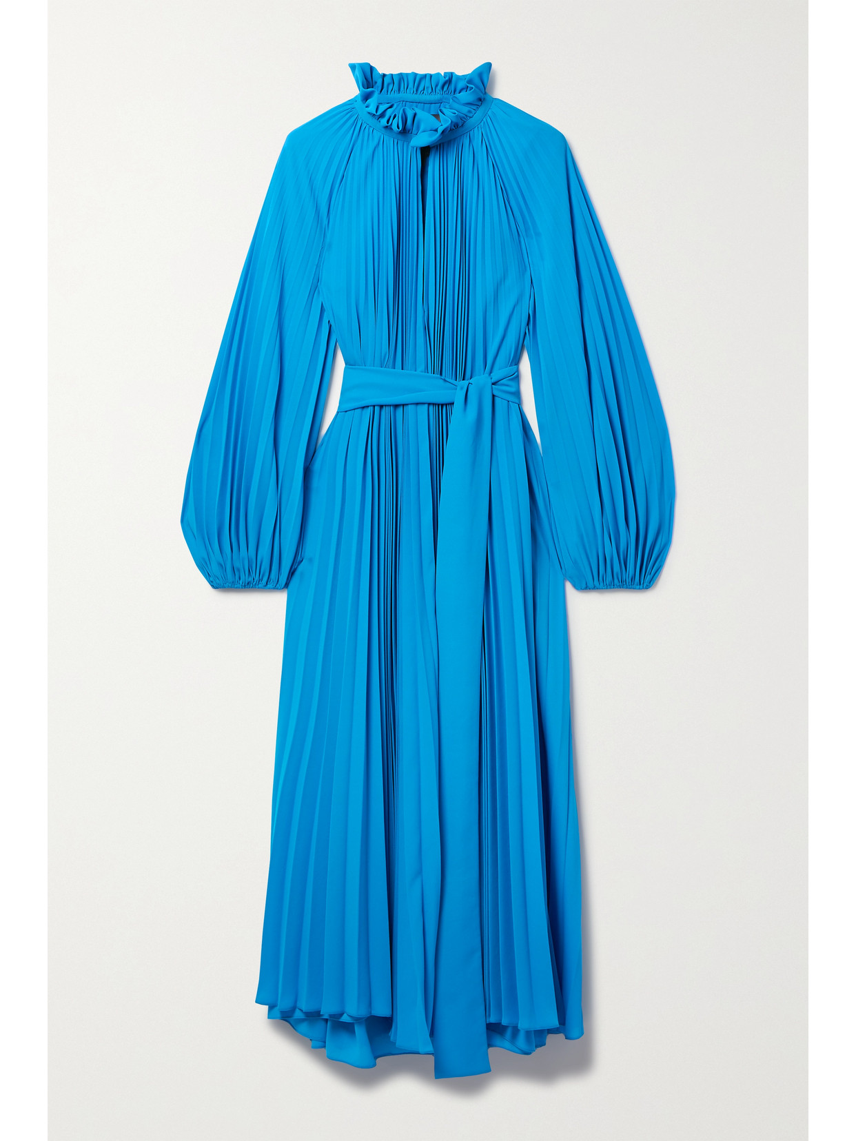 Monique Lhuillier Women's Plissã© Crepe High-neck Midi Dress In Blue