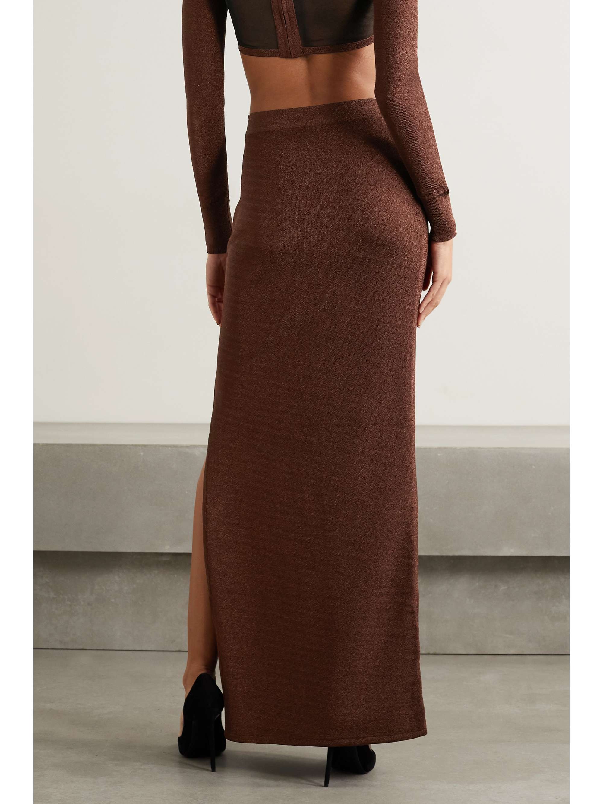 HERVÉ LÉGER Metallic recycled stretch-knit maxi skirt