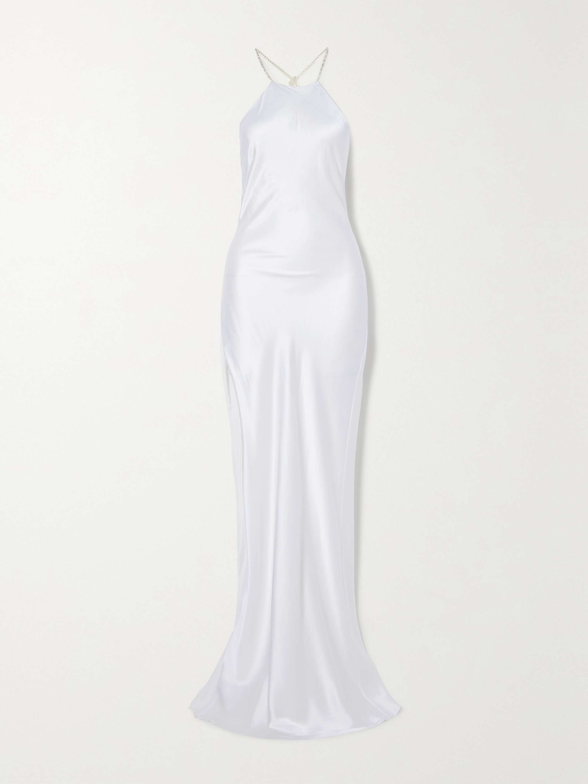 MICHAEL LO SORDO Charlie crystal-embellished silk-satin halterneck gown ...