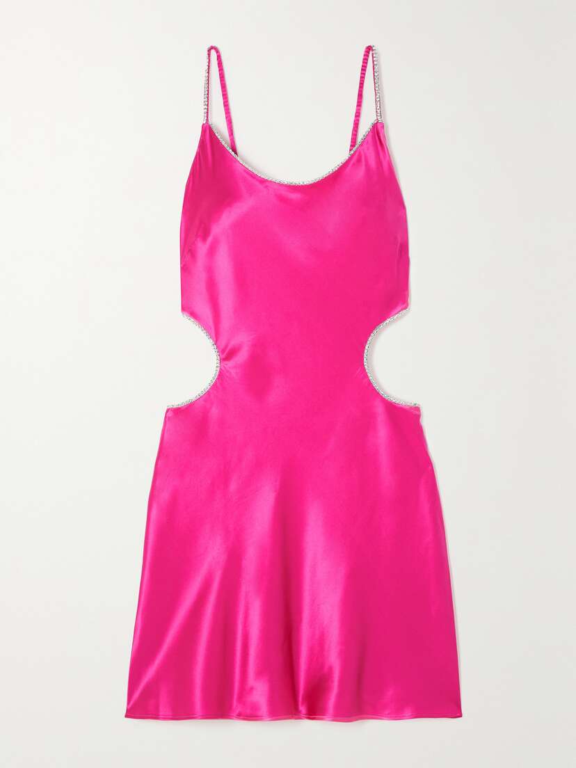 Michael Lo Sordo Luna Cutout Crystal-embellished Silk-satin Mini Dress