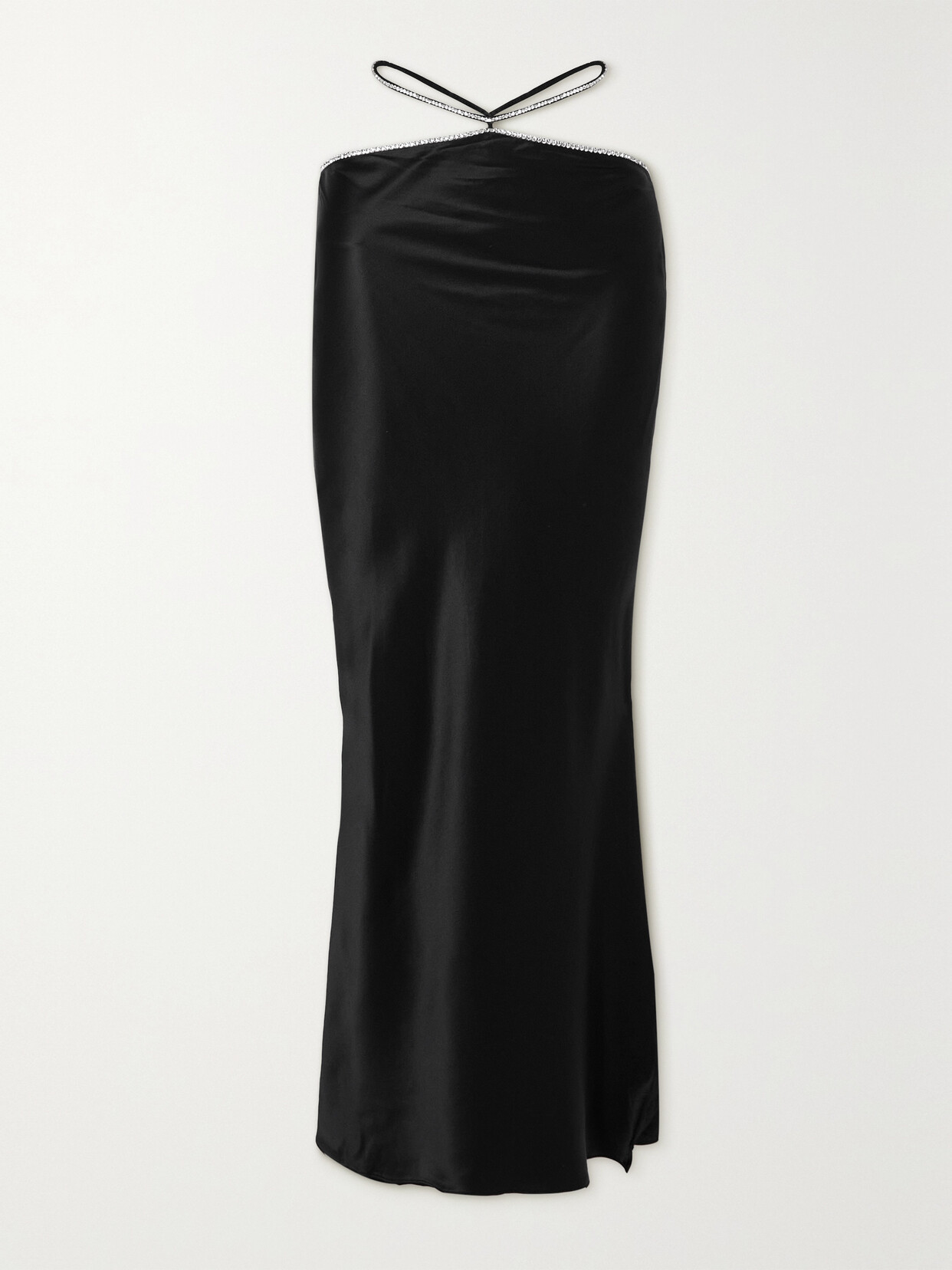 Michael Lo Sordo Crystaline Crystal-embellished Cutout Silk-satin Maxi Skirt In Black