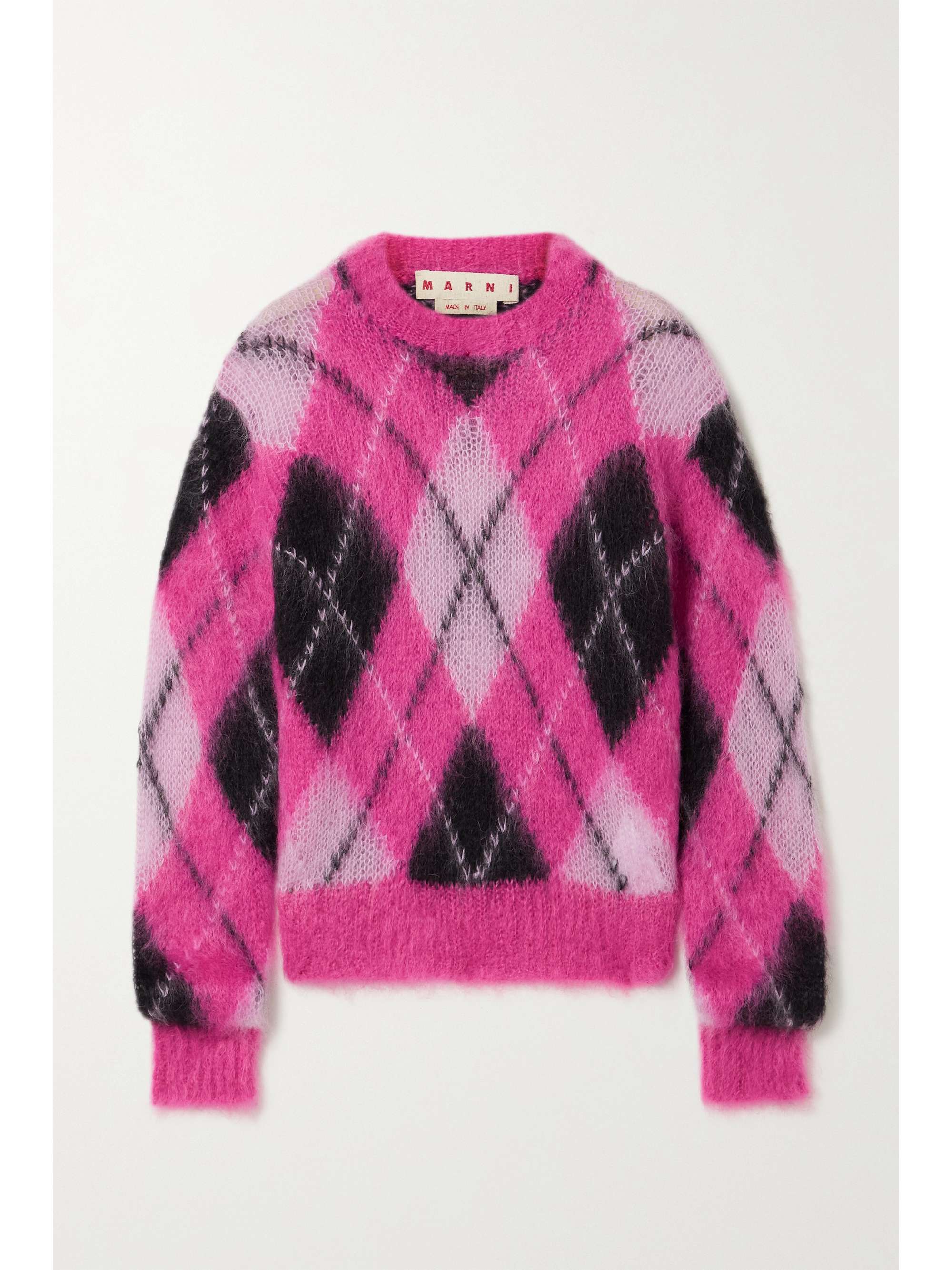 Pink Argyle mohair-blend sweater 