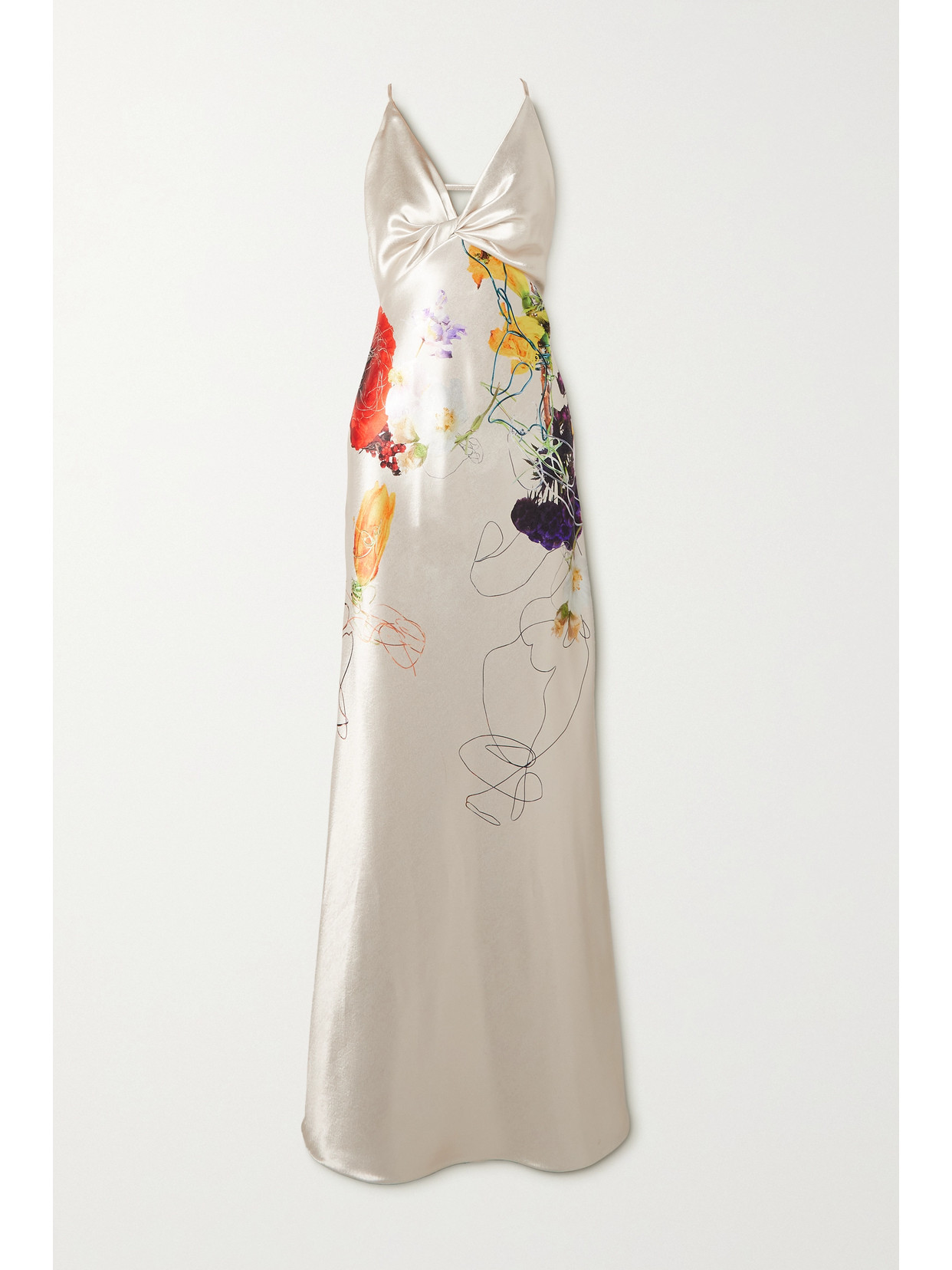 Jason Wu Collection - Open-back Floral-print Satin Gown - Ivory 22 Awaiting product image