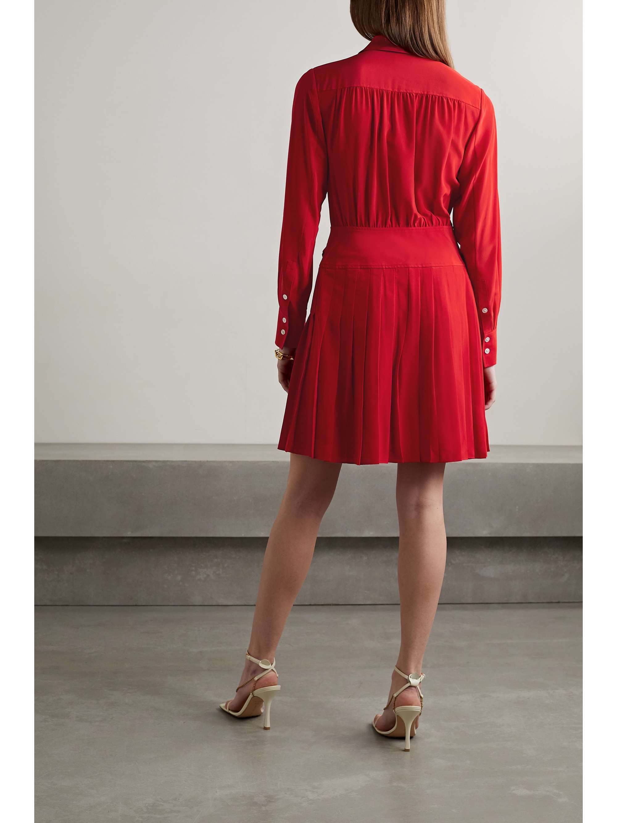 JASON WU Wrap-effect pleated silk-crepe mini shirt dress