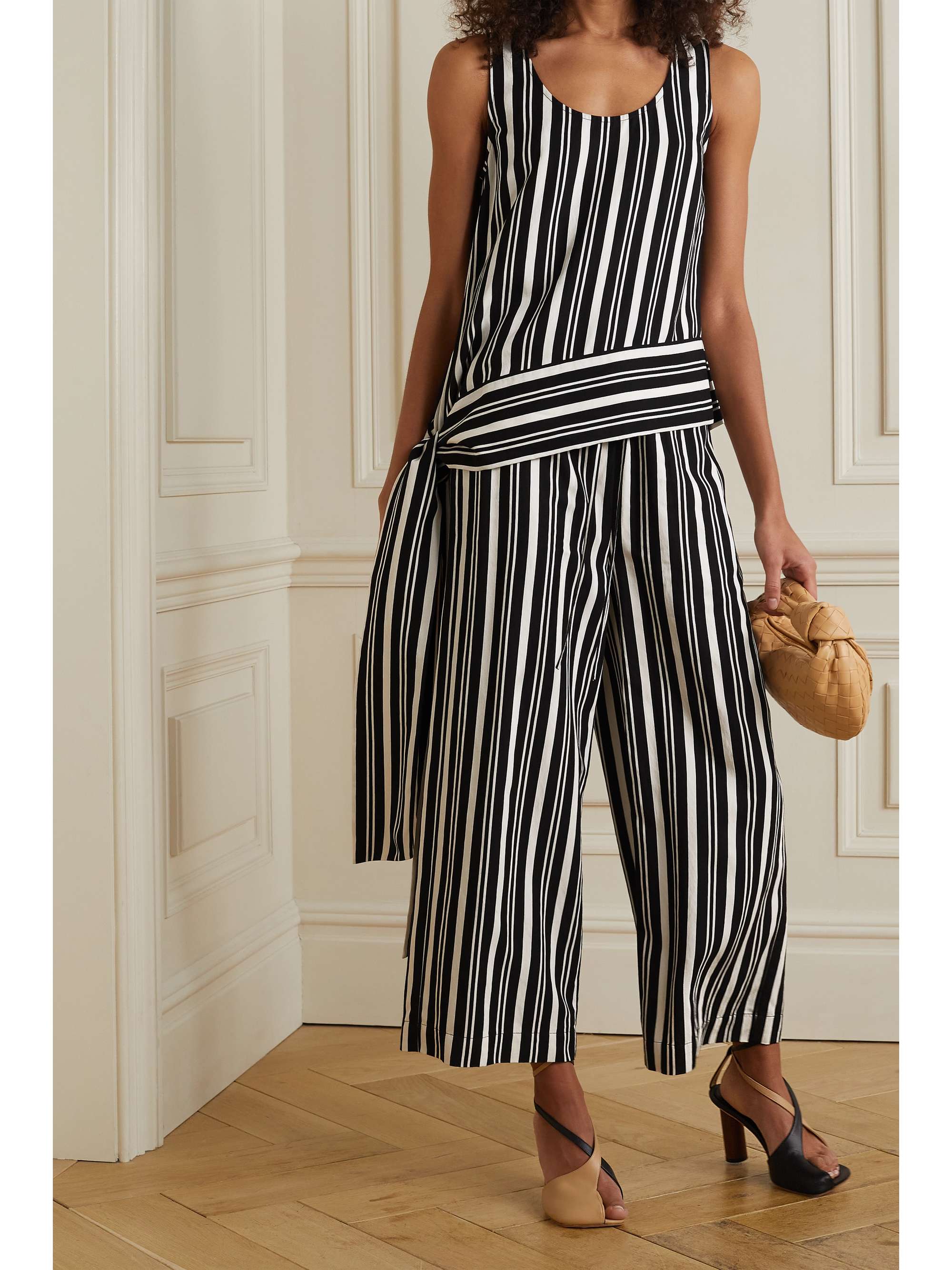 JASON WU Asymmetric striped twill top