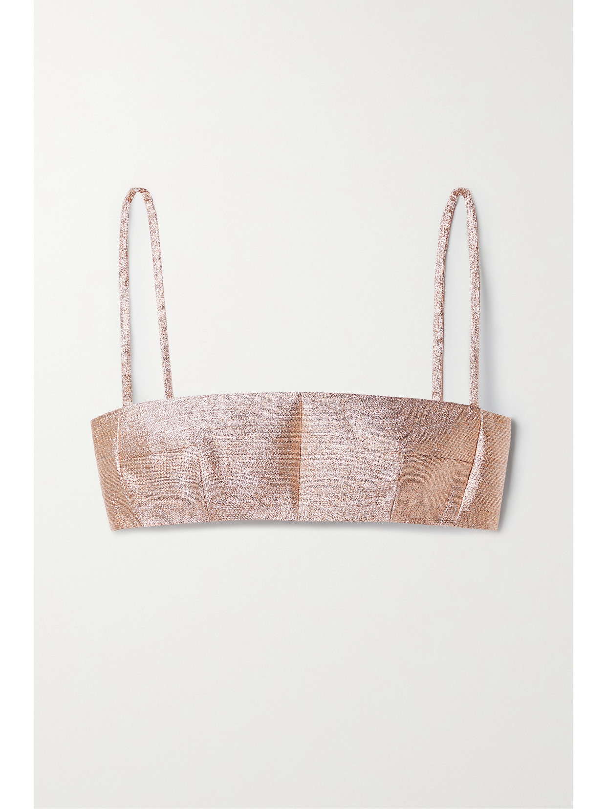 Emilia Wickstead Leya Cropped Lamé Top In Rose Gold