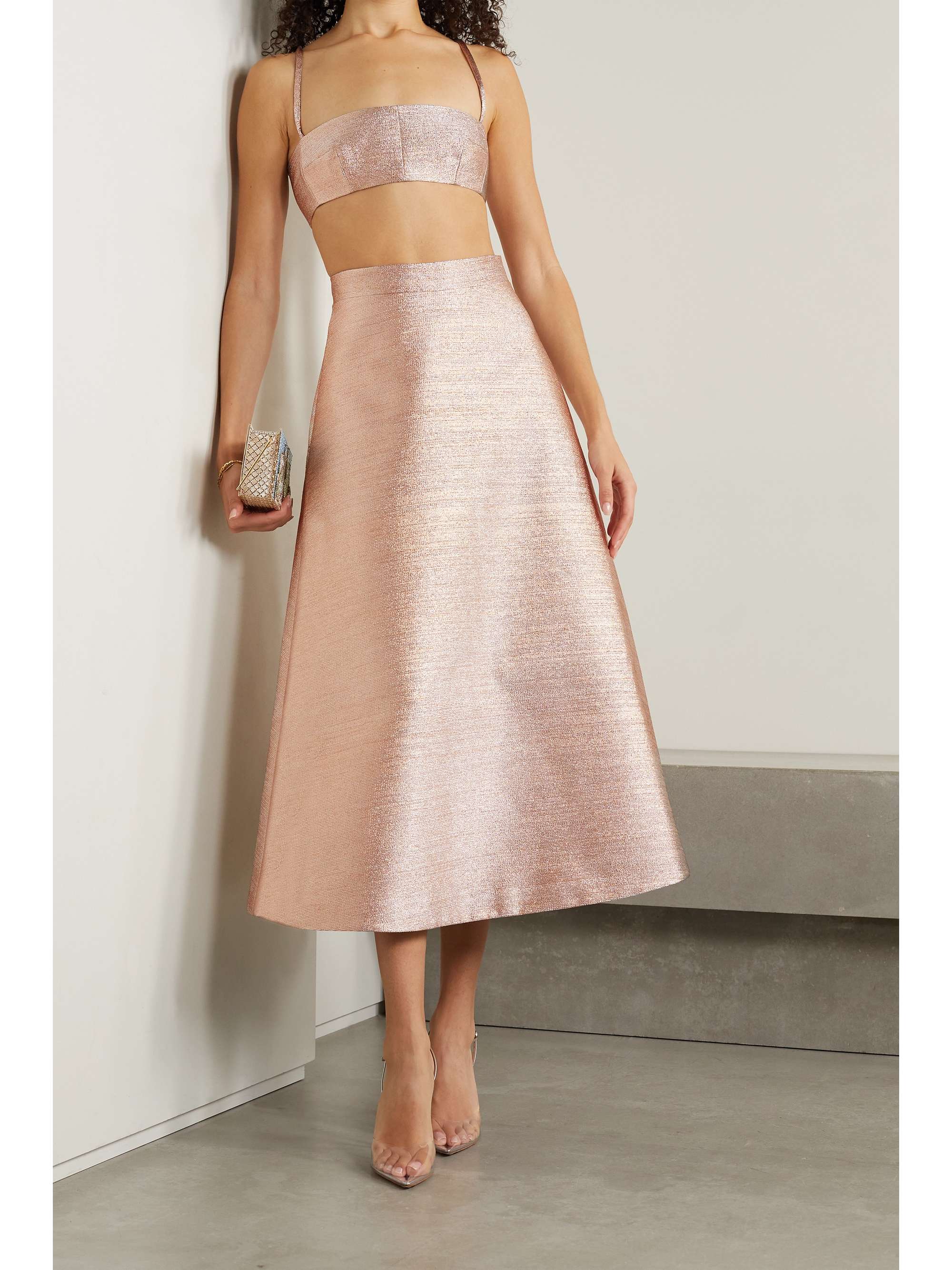EMILIA WICKSTEAD Leya cropped lamé top