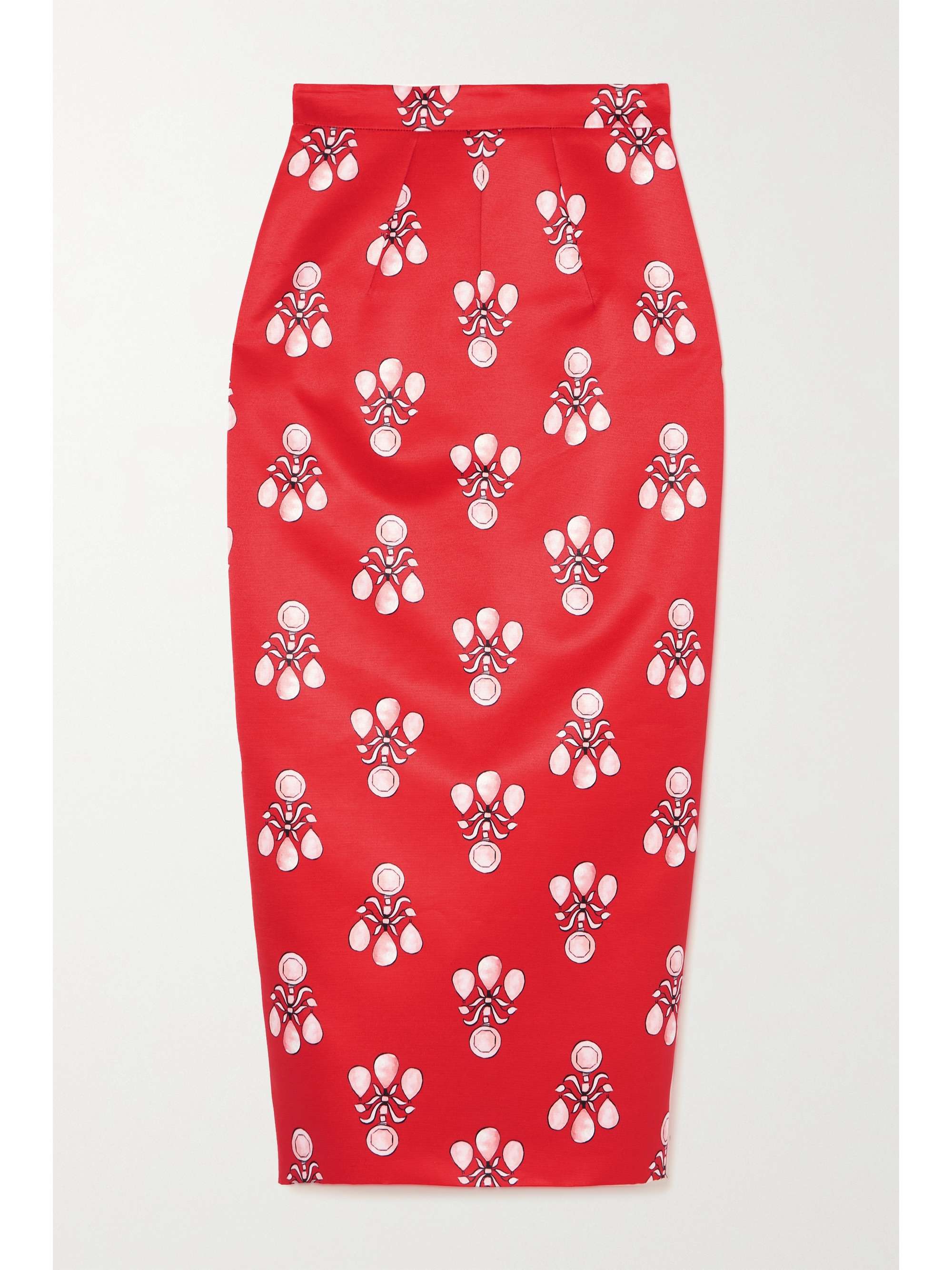 red and white floral pencil skirt