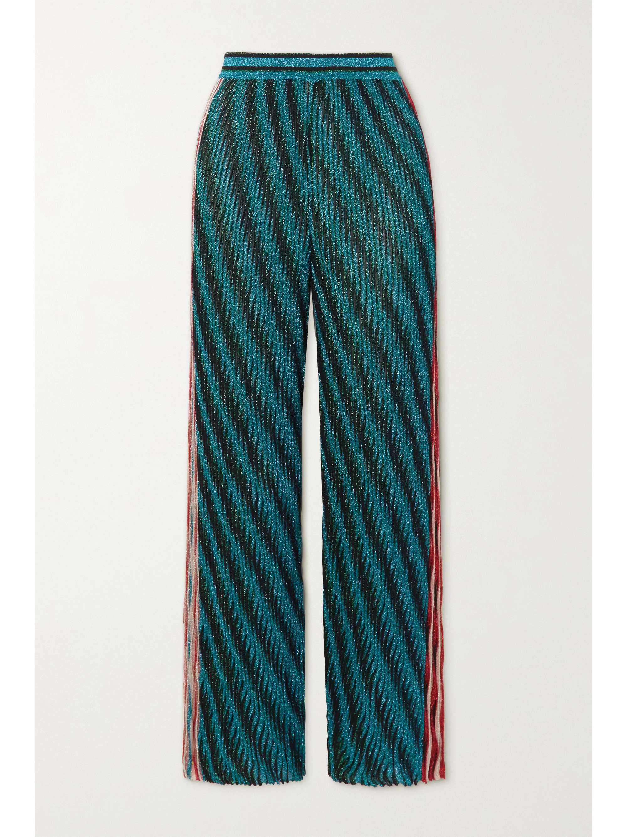 Black Metallic striped crochet-knit 