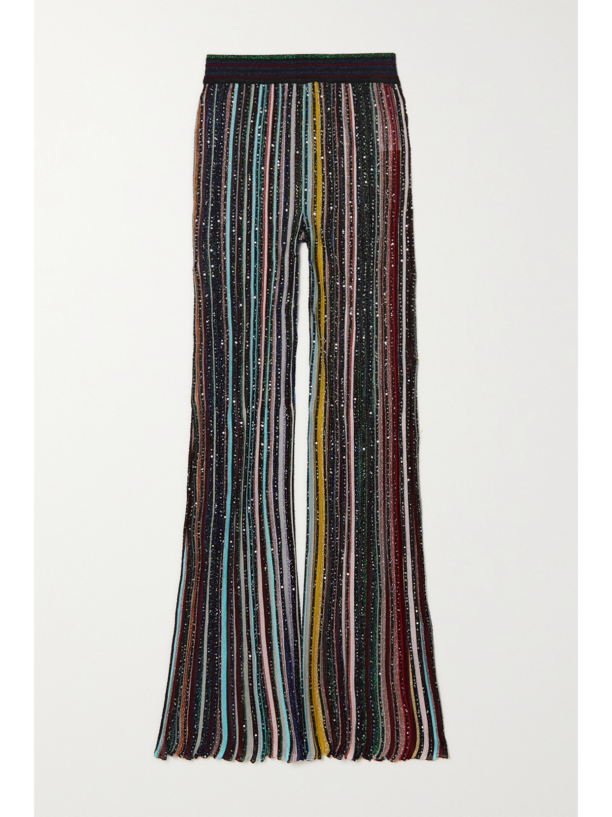 Missoni Sequin-embellished Striped Crochet-knit Straight-leg Pants - Black