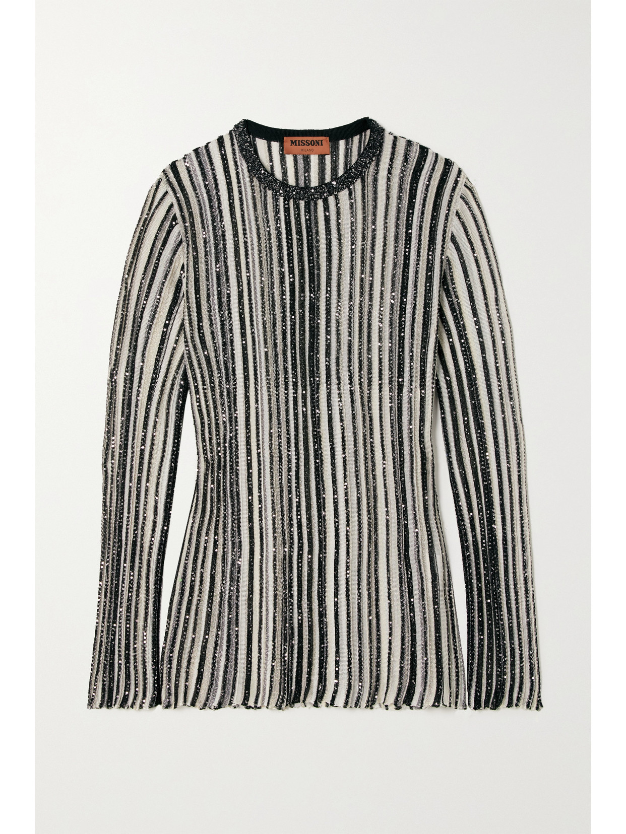 Missoni Embellished Metallic Striped Crochet-knit Sweater - Black