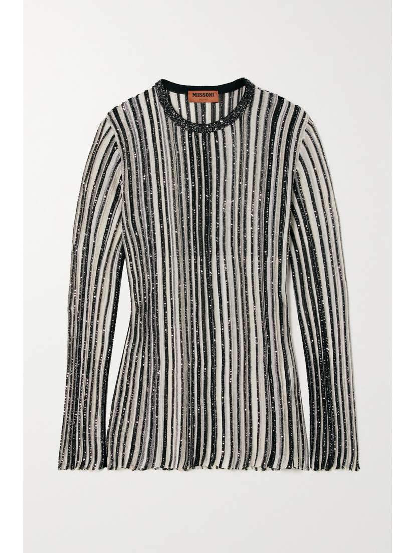 Missoni Embellished Metallic Striped Crochet-knit Sweater