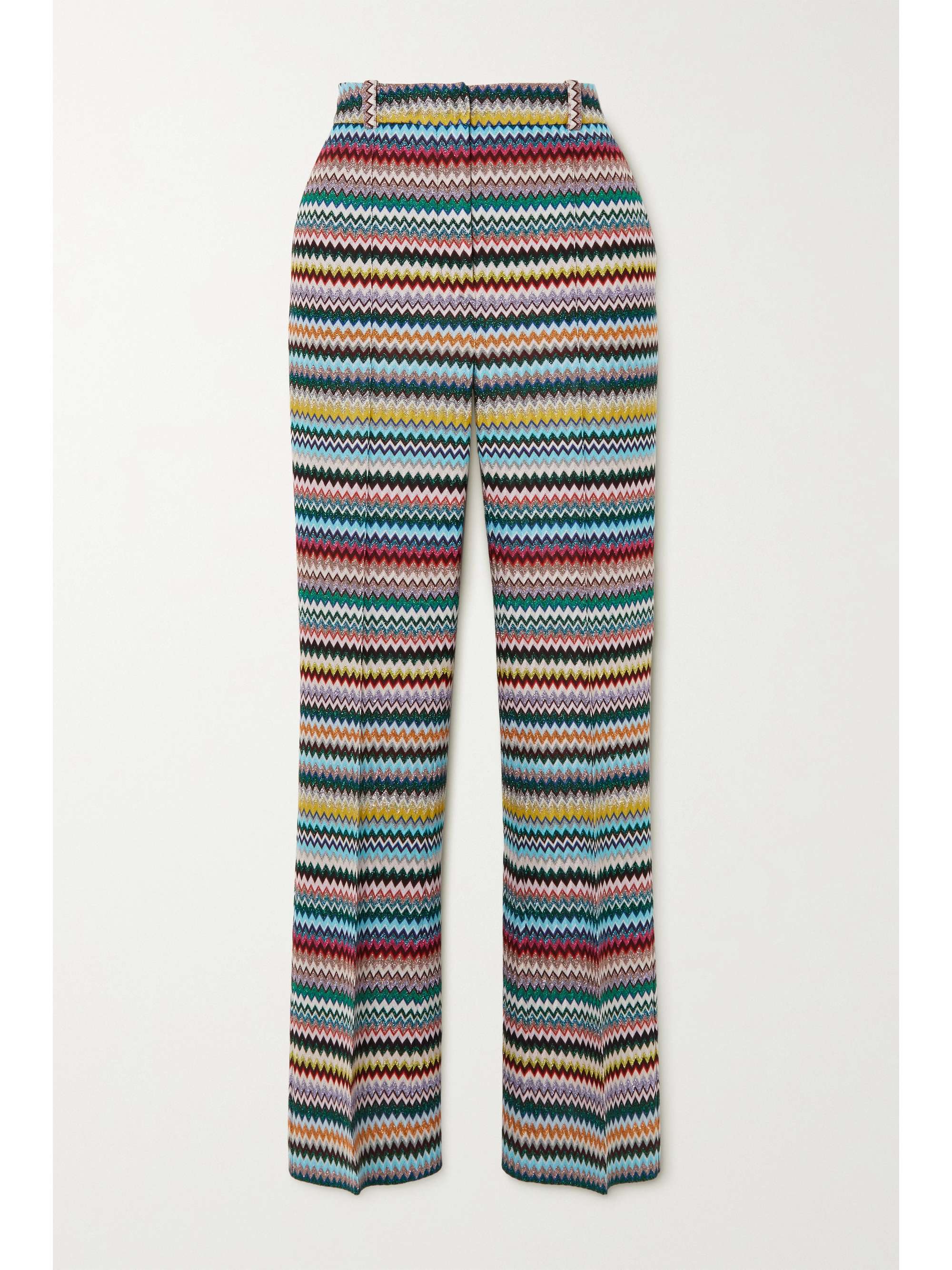Turquoise Metallic striped crochet-knit 