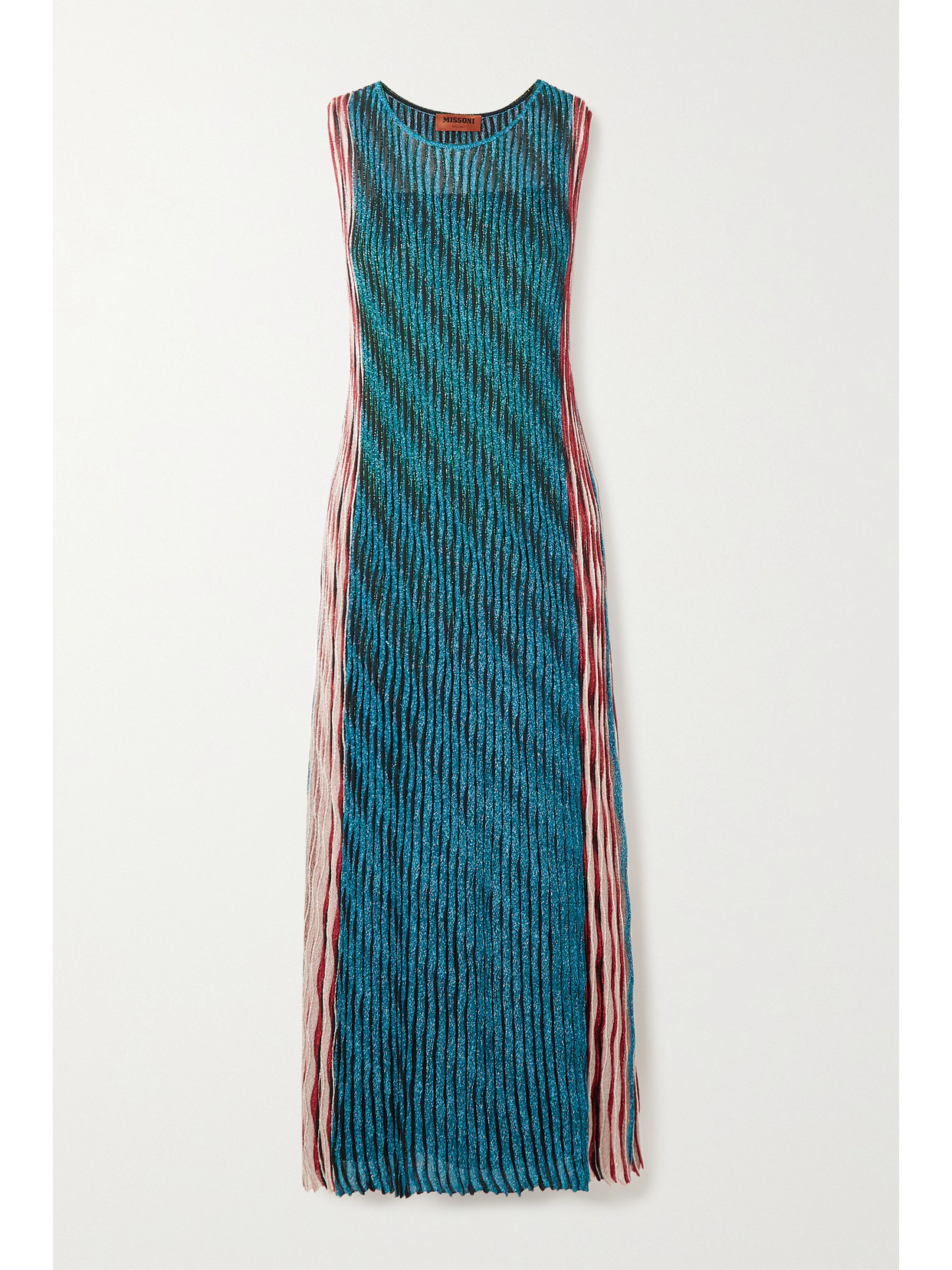 Missoni Striped Metallic Ribbed Crochetknit Maxi Dress In Blue ModeSens