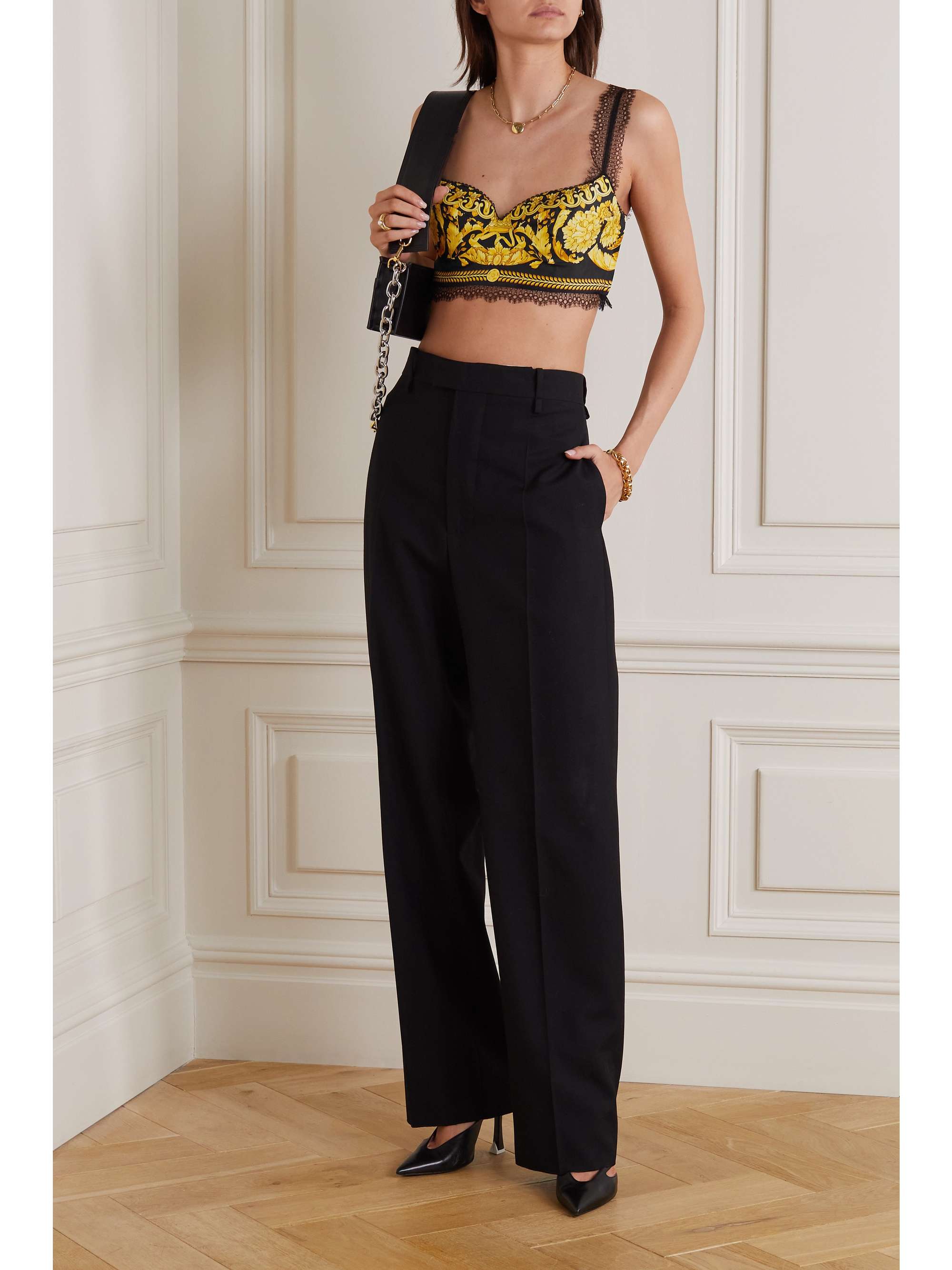 versace lace crop top