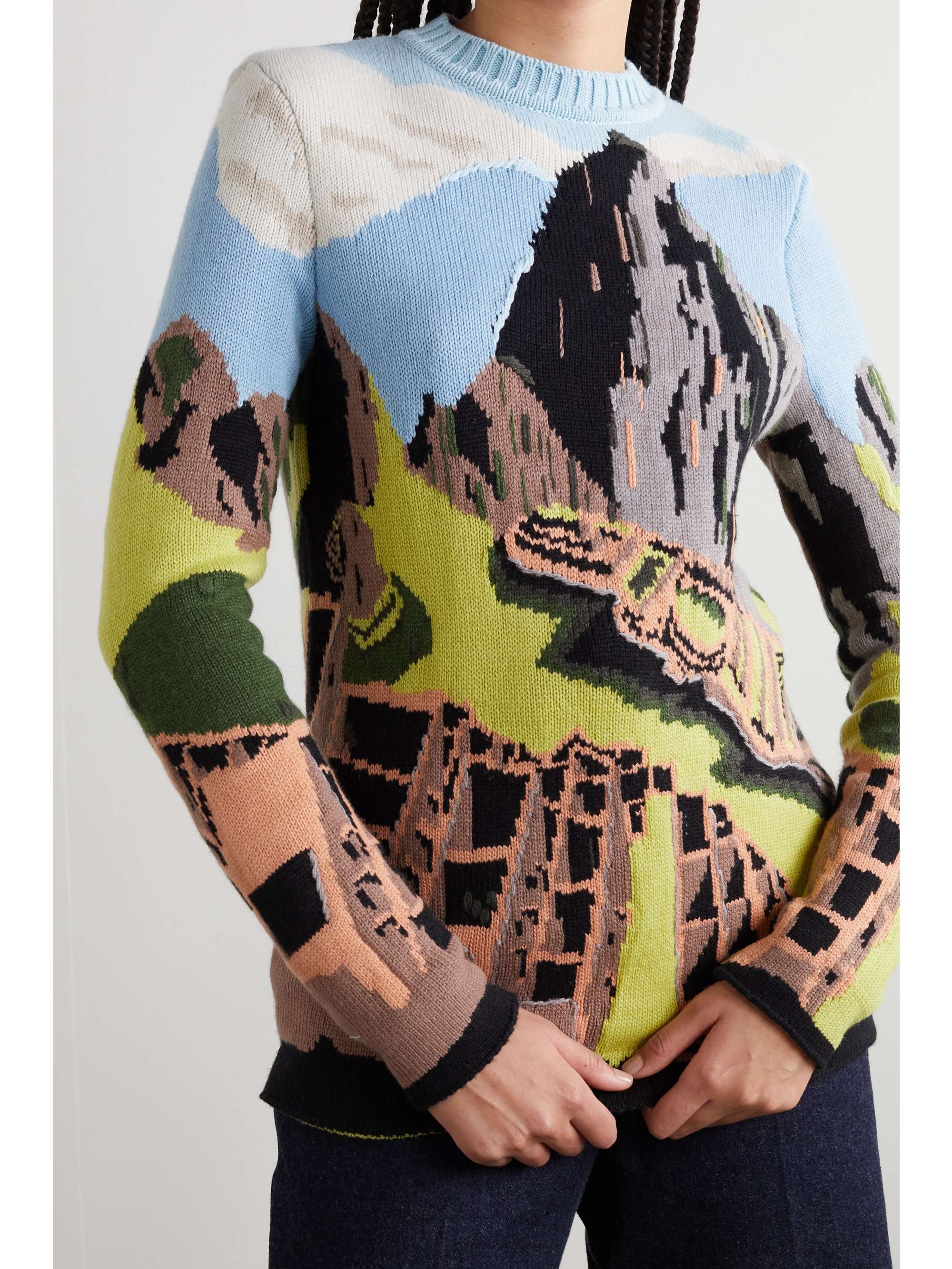 GABRIELA HEARST Ines embroidered cashmere-jacquard sweater