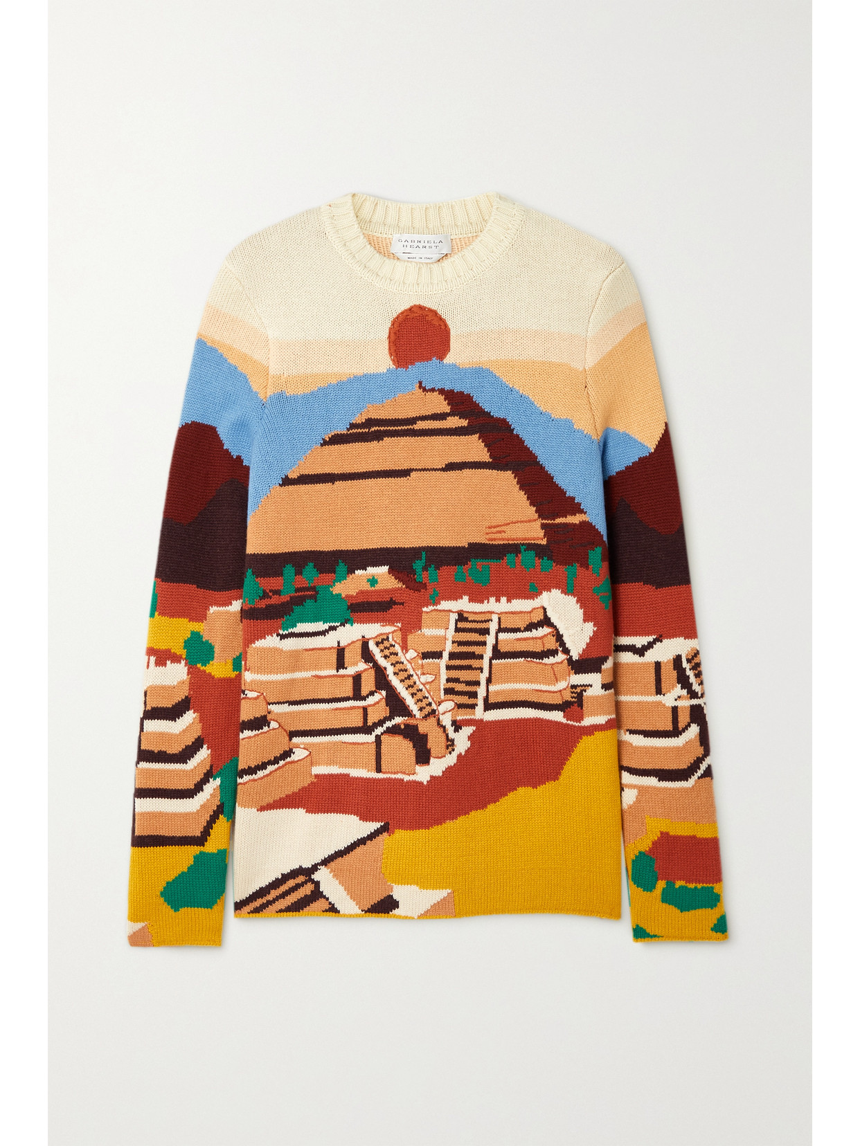 Gabriela Hearst Ines Embroidered Cashmere-jacquard Sweater - Yellow