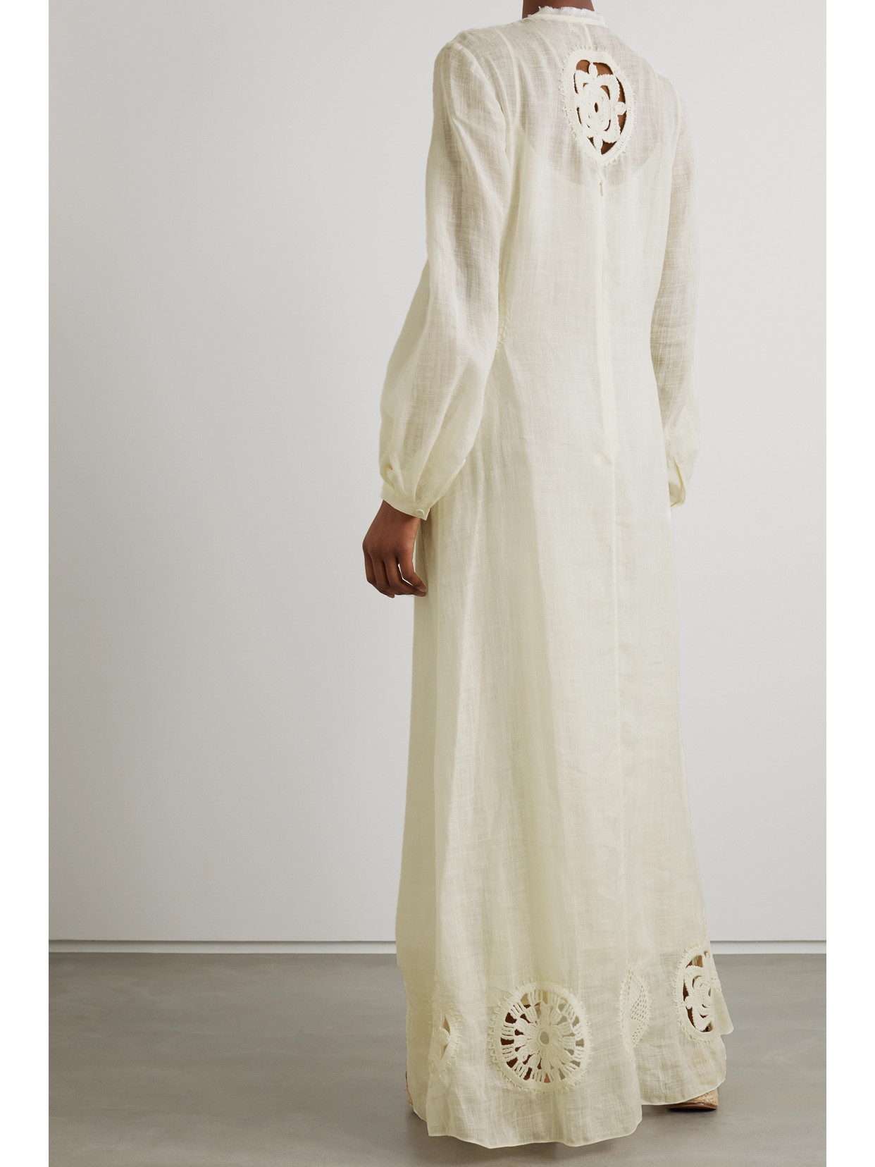 Gabriela Hearst Alex Crochet-trimmed Linen And Silk-blend Gauze Maxi Dress In Ivory