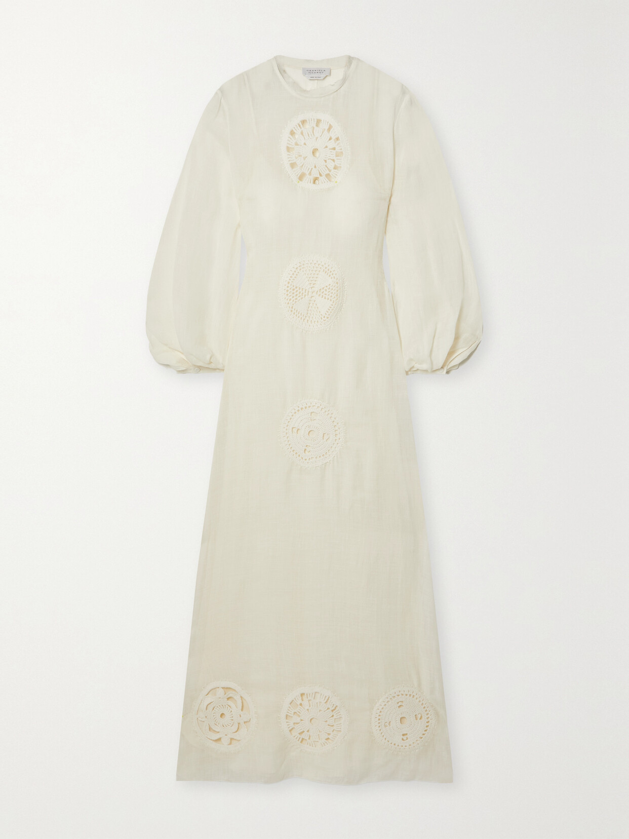 Gabriela Hearst Alex Crochet-trimmed Linen And Silk-blend Gauze Maxi Dress In Ivory