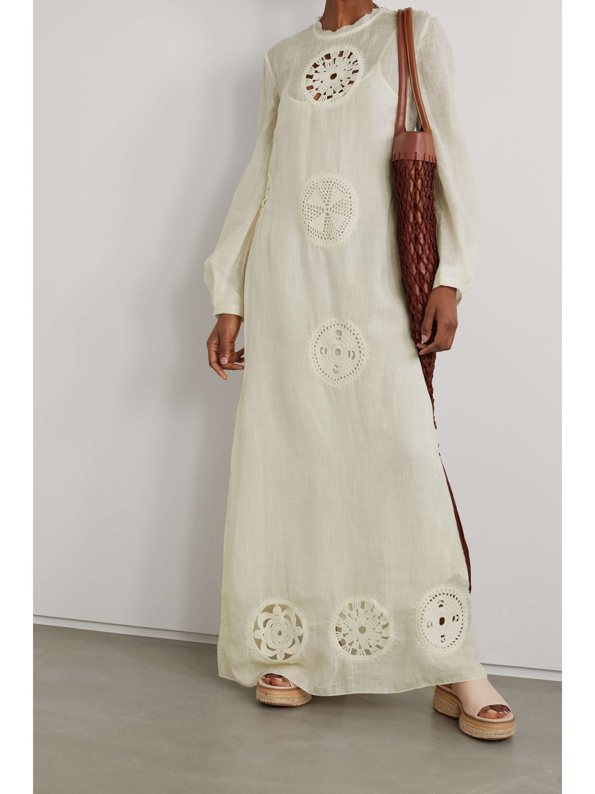 GABRIELA HEARST Alex crochet-trimmed linen and silk-blend gauze maxi dress