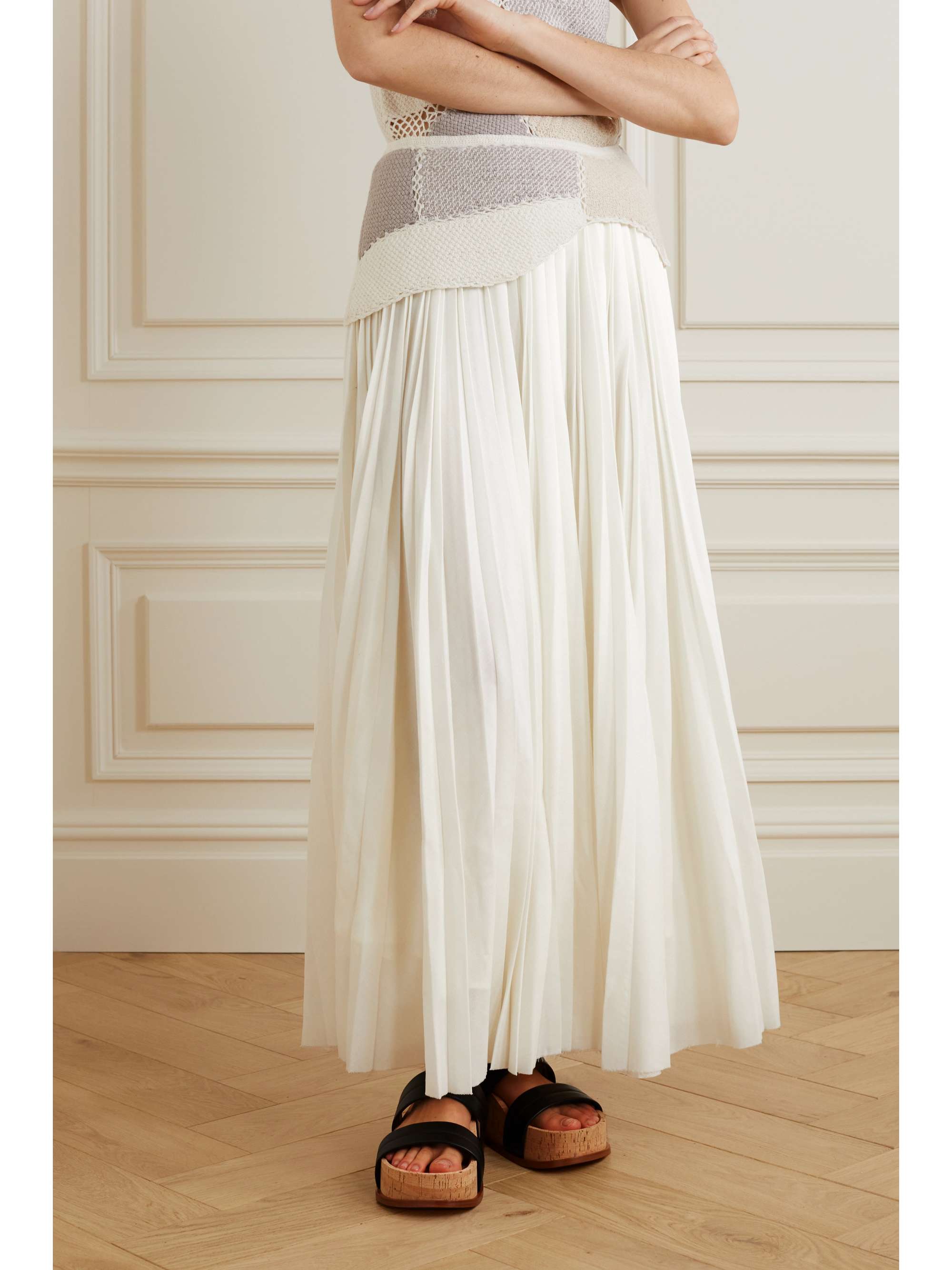 GABRIELA HEARST Mitchell pleated layered merino wool and cashmere-blend maxi skirt