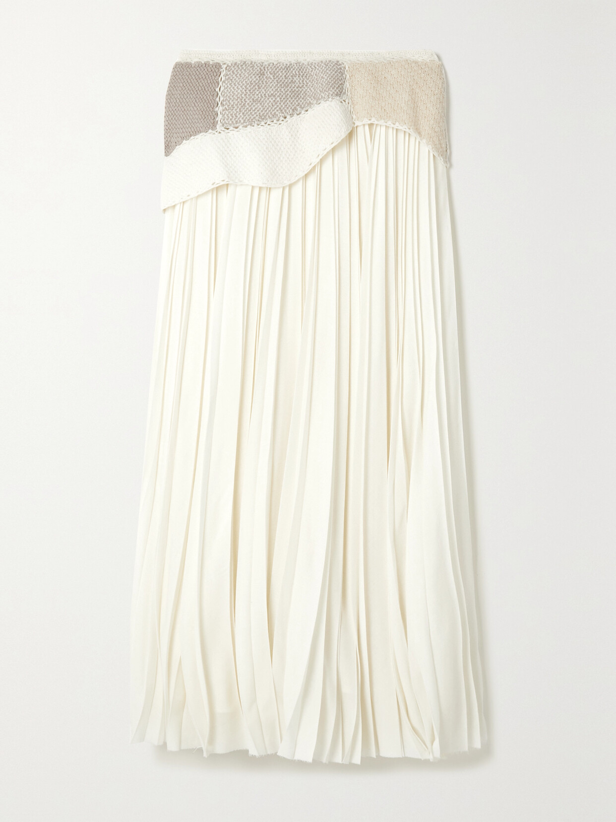 Shop Gabriela Hearst Mitchell Pleated Layered Merino Wool And Cashmere-blend Maxi Skirt In Ivory