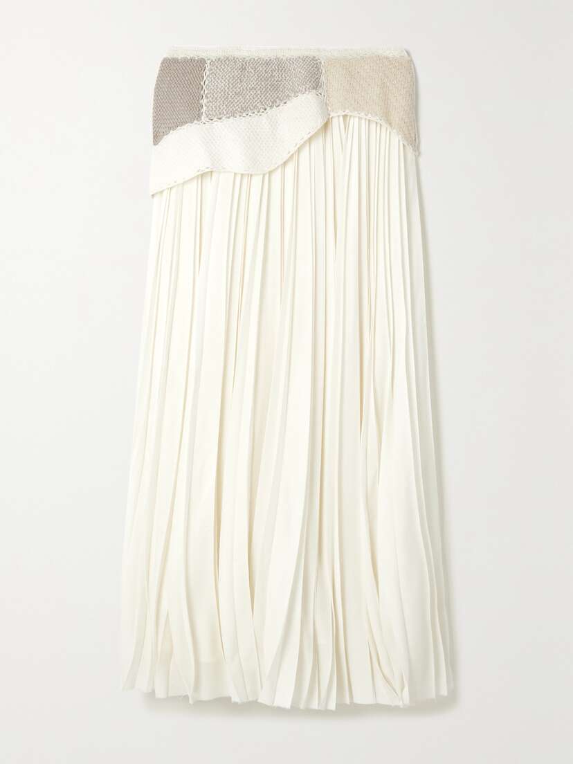 Gabriela Hearst Mitchell Pleated Layered Merino Wool And Cashmere-blend Maxi Skirt
