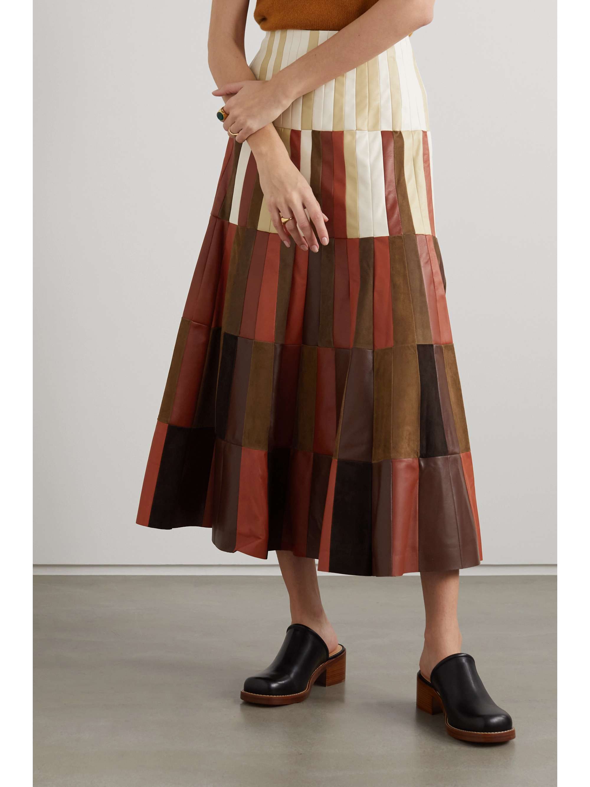 GABRIELA HEARST Mayita patchwork suede and leather skirt