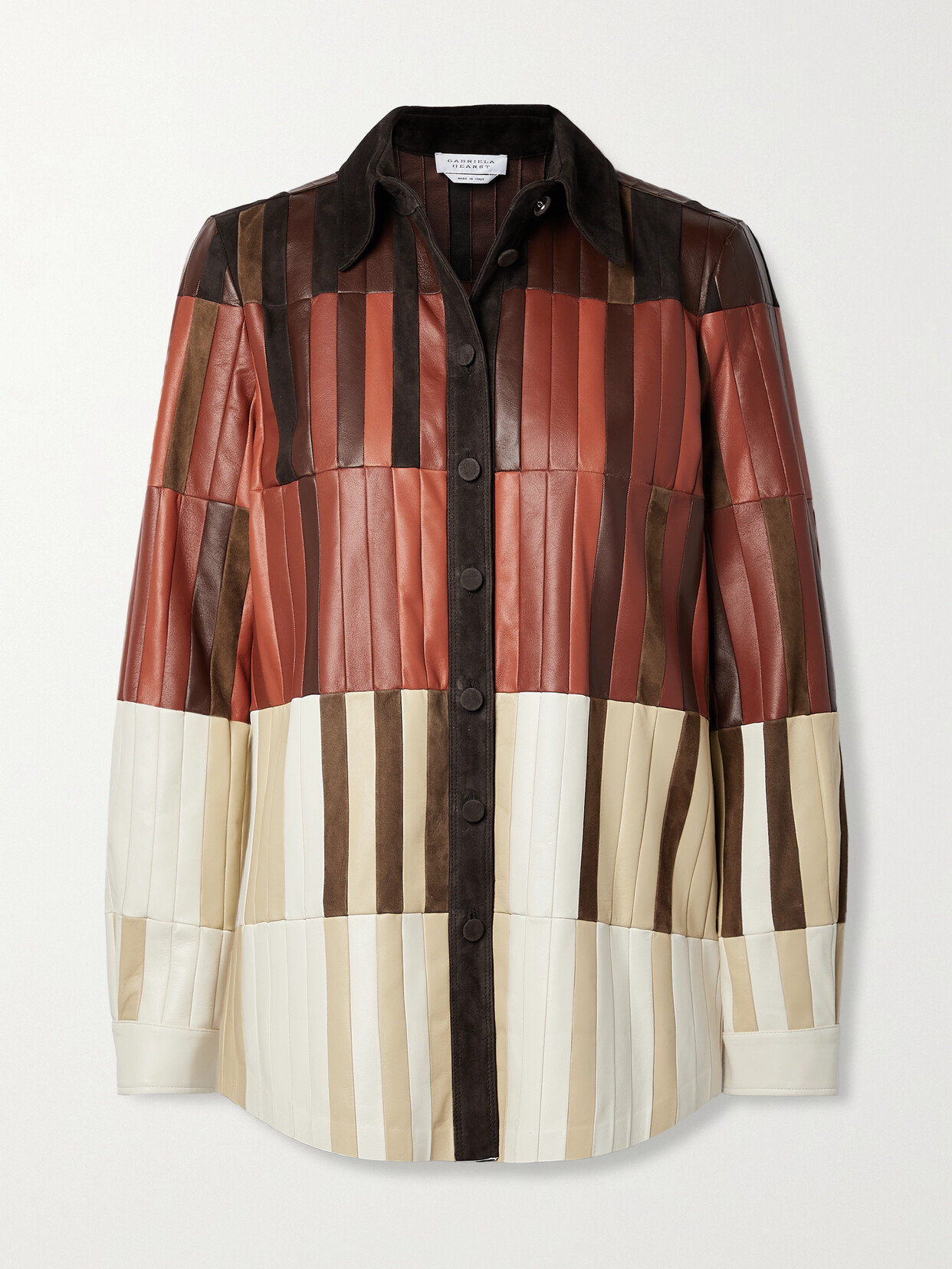 Gabriela Hearst Campos Paneled Leather And Suede Shirt - Red