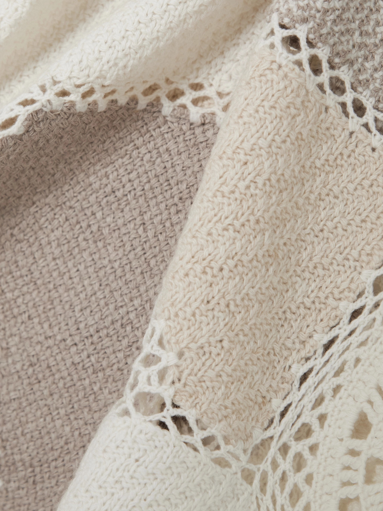 Gabriela Hearst Sara Crochet-trimmed Patchwork Wool And Cashmere-blend Tank In Ivory