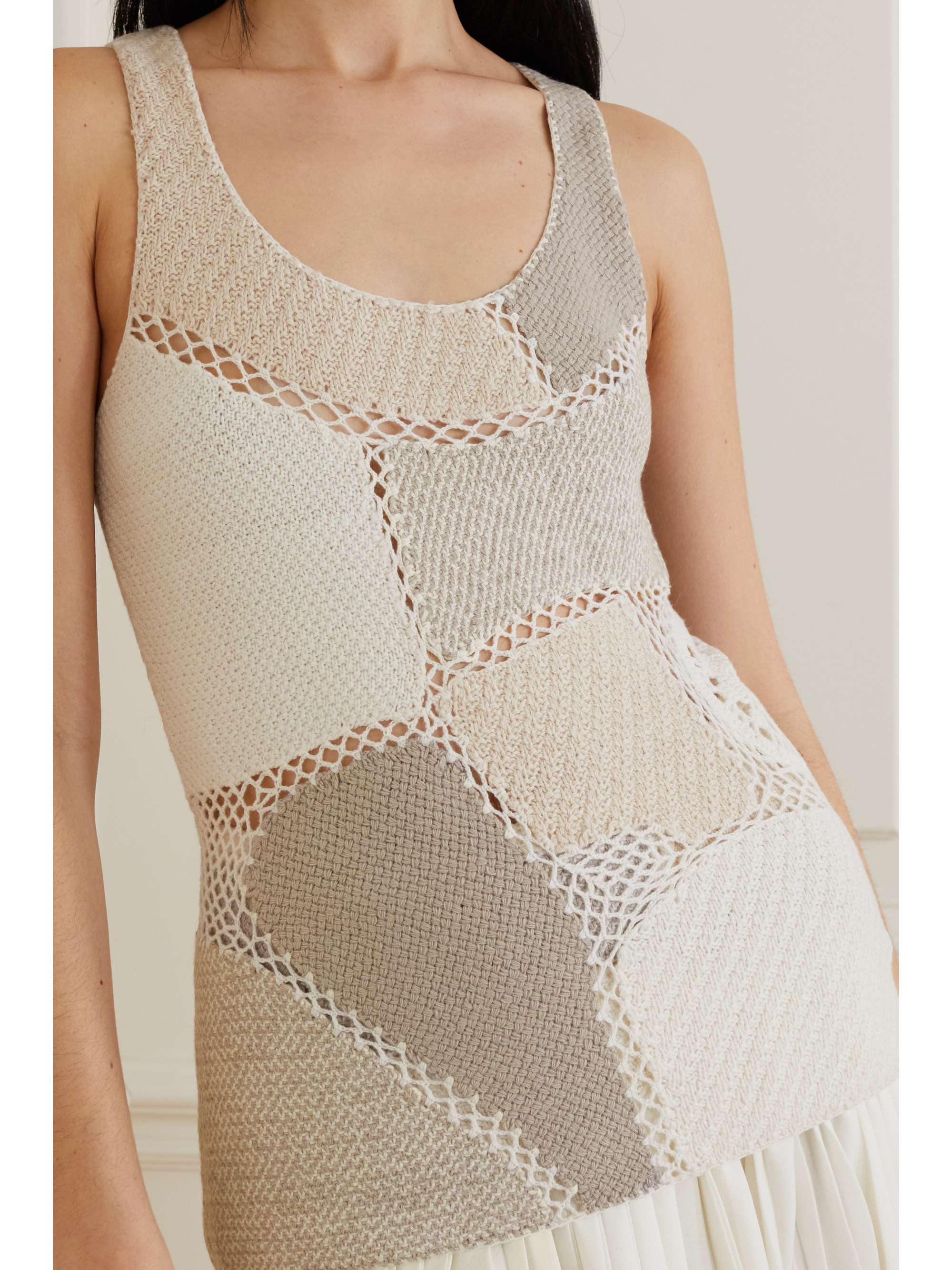 GABRIELA HEARST Sara crochet-trimmed patchwork wool and cashmere-blend tank