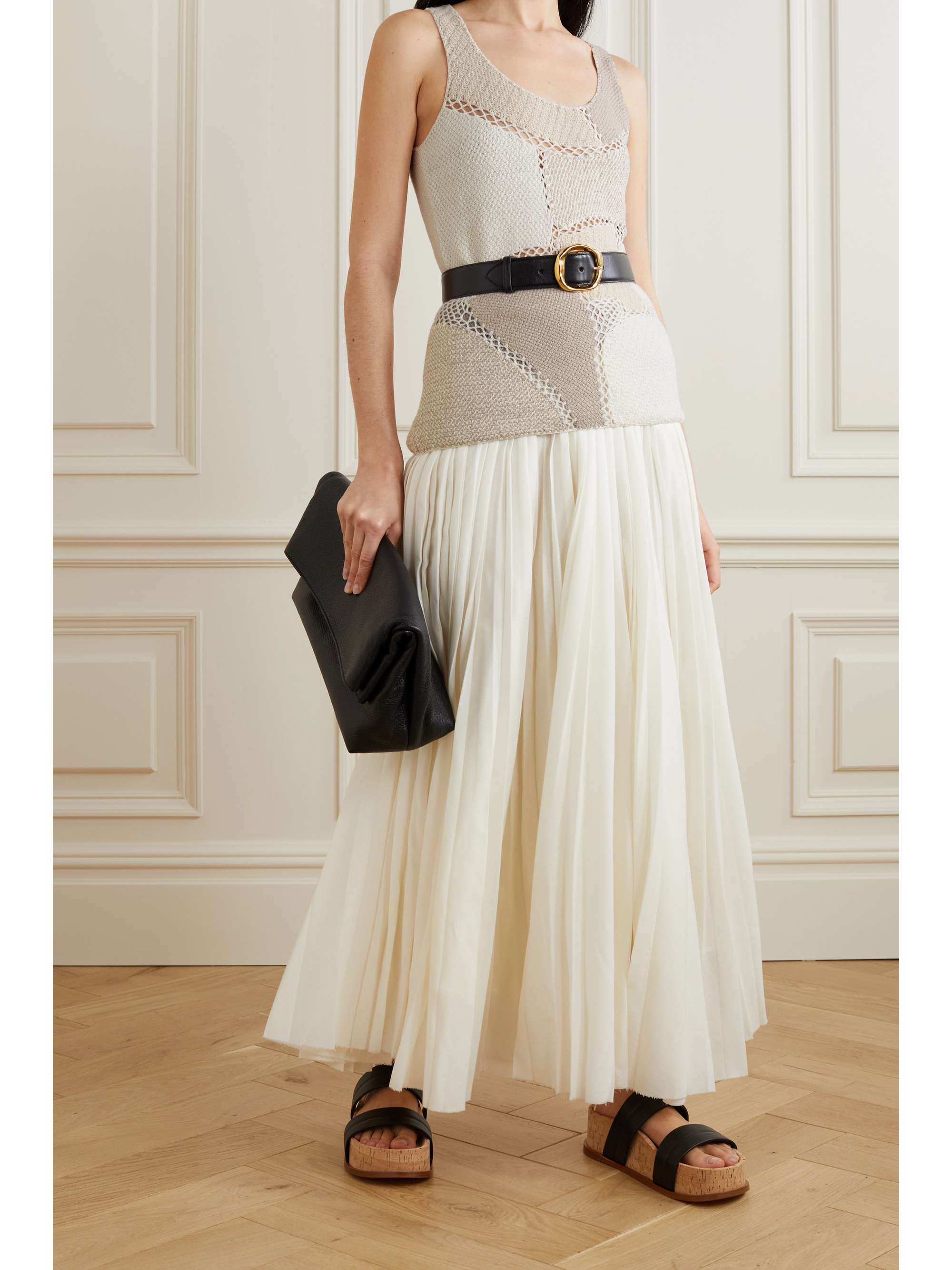 GABRIELA HEARST Sara crochet-trimmed patchwork wool and cashmere-blend tank