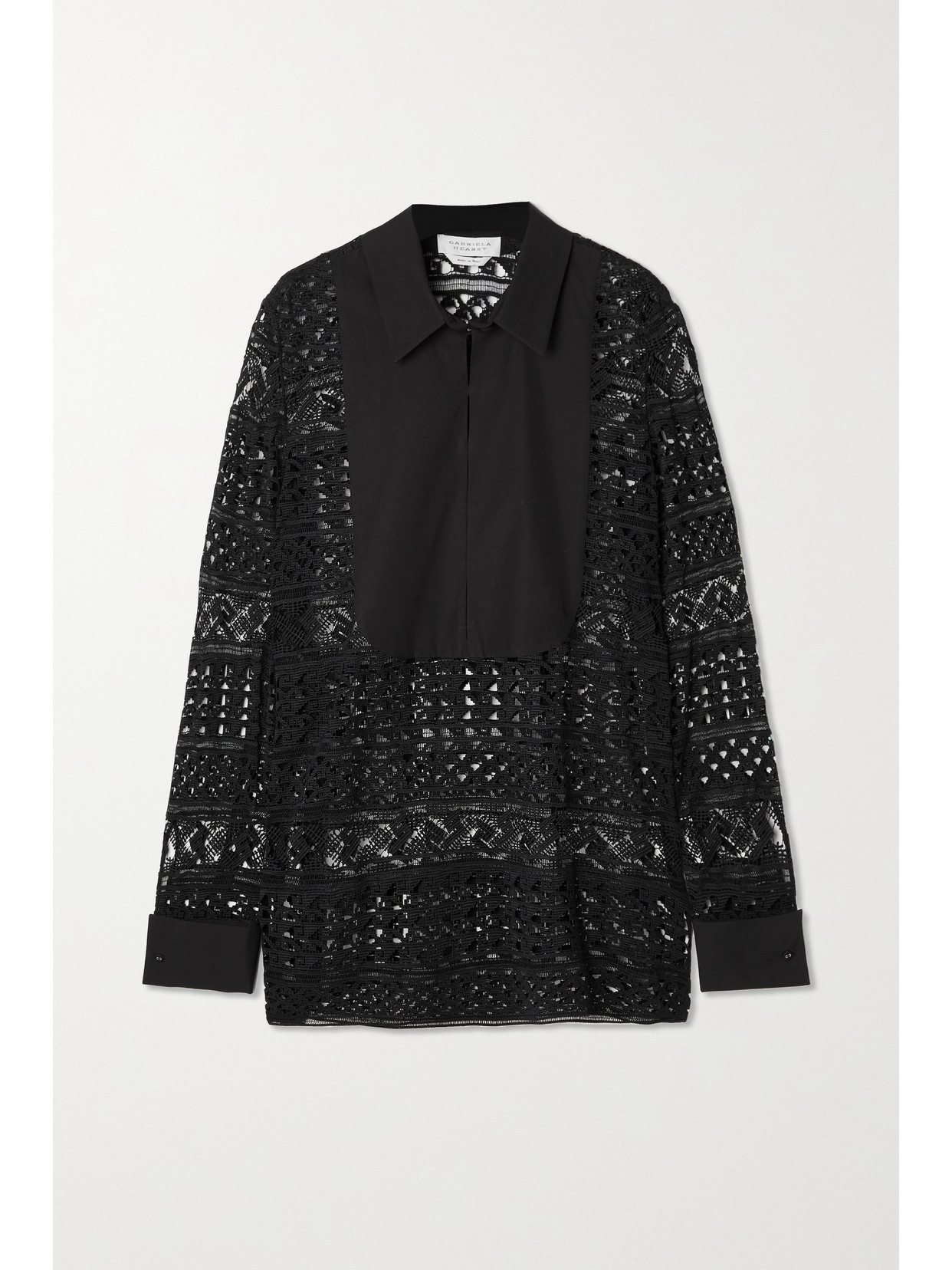 Gabriela Hearst Cotton-lace And Poplin Blouse - Black