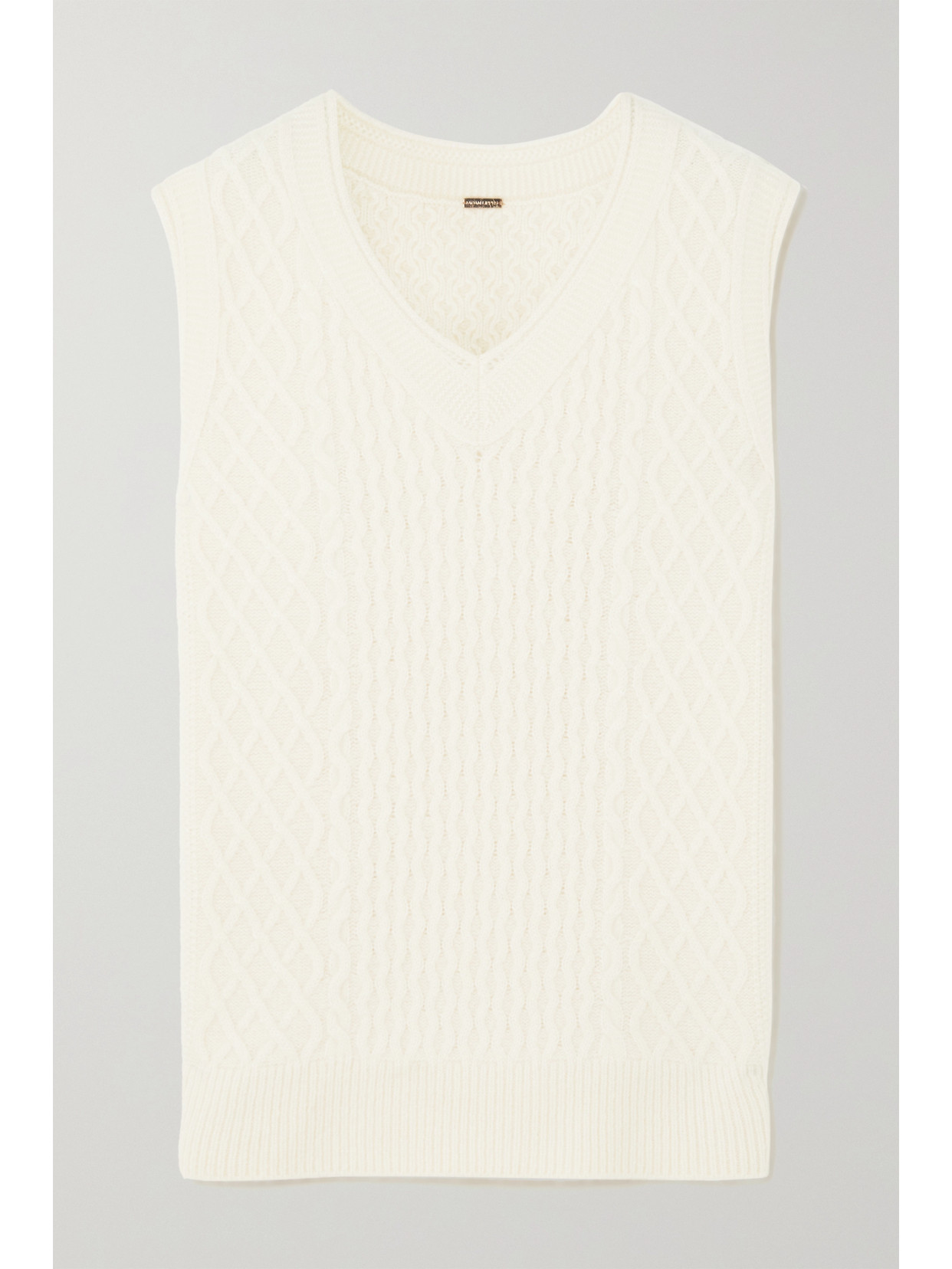 Adam Lippes Cable-knit Brushed Cashmere And Silk-blend Vest - Ivory