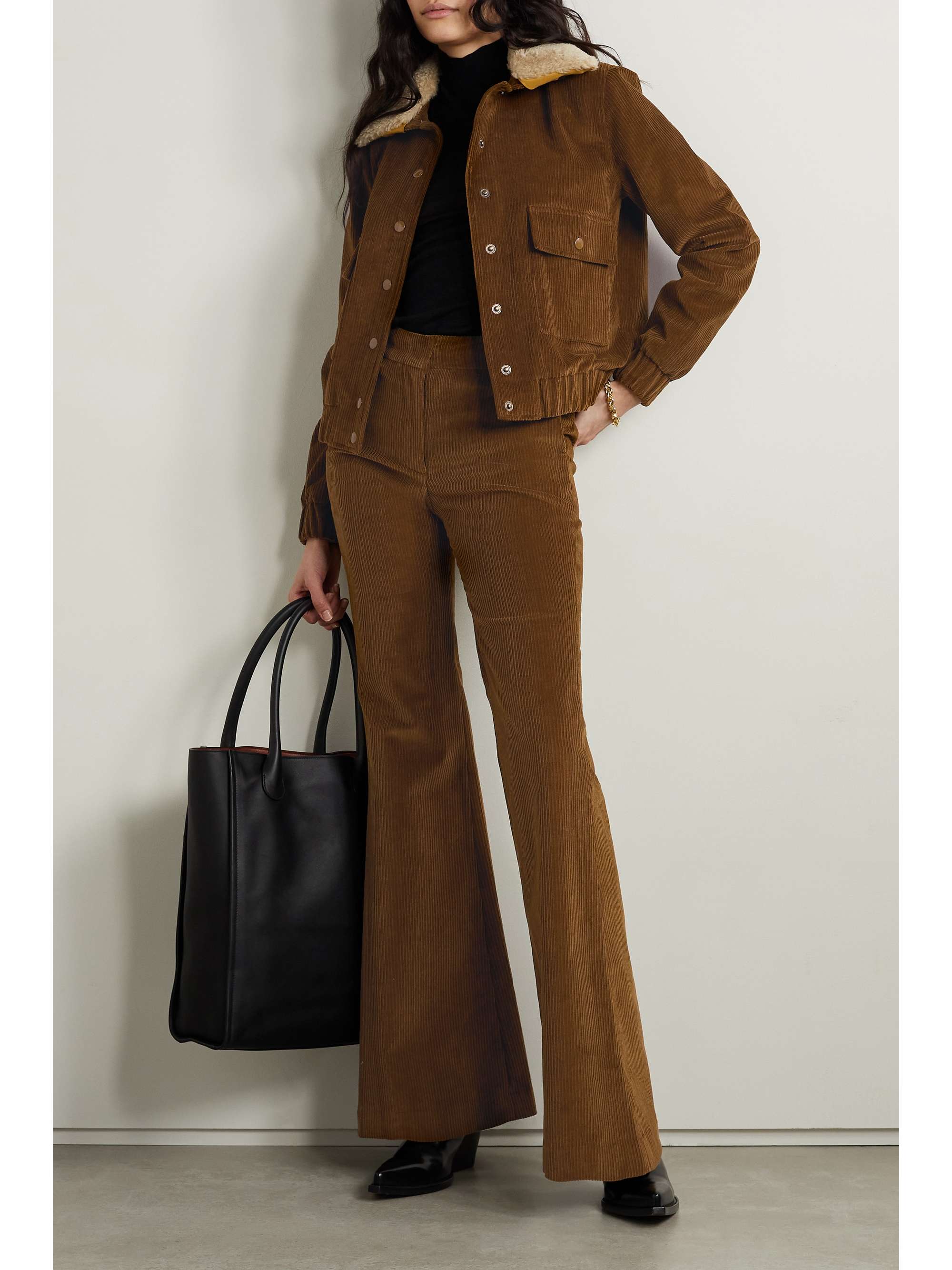 ADAM LIPPES Cotton-blend corduroy wide-leg pants