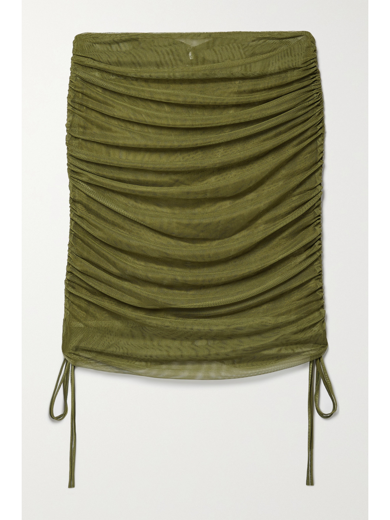 LAPOINTE Ruched Stretch-mesh Mini Skirt - Green