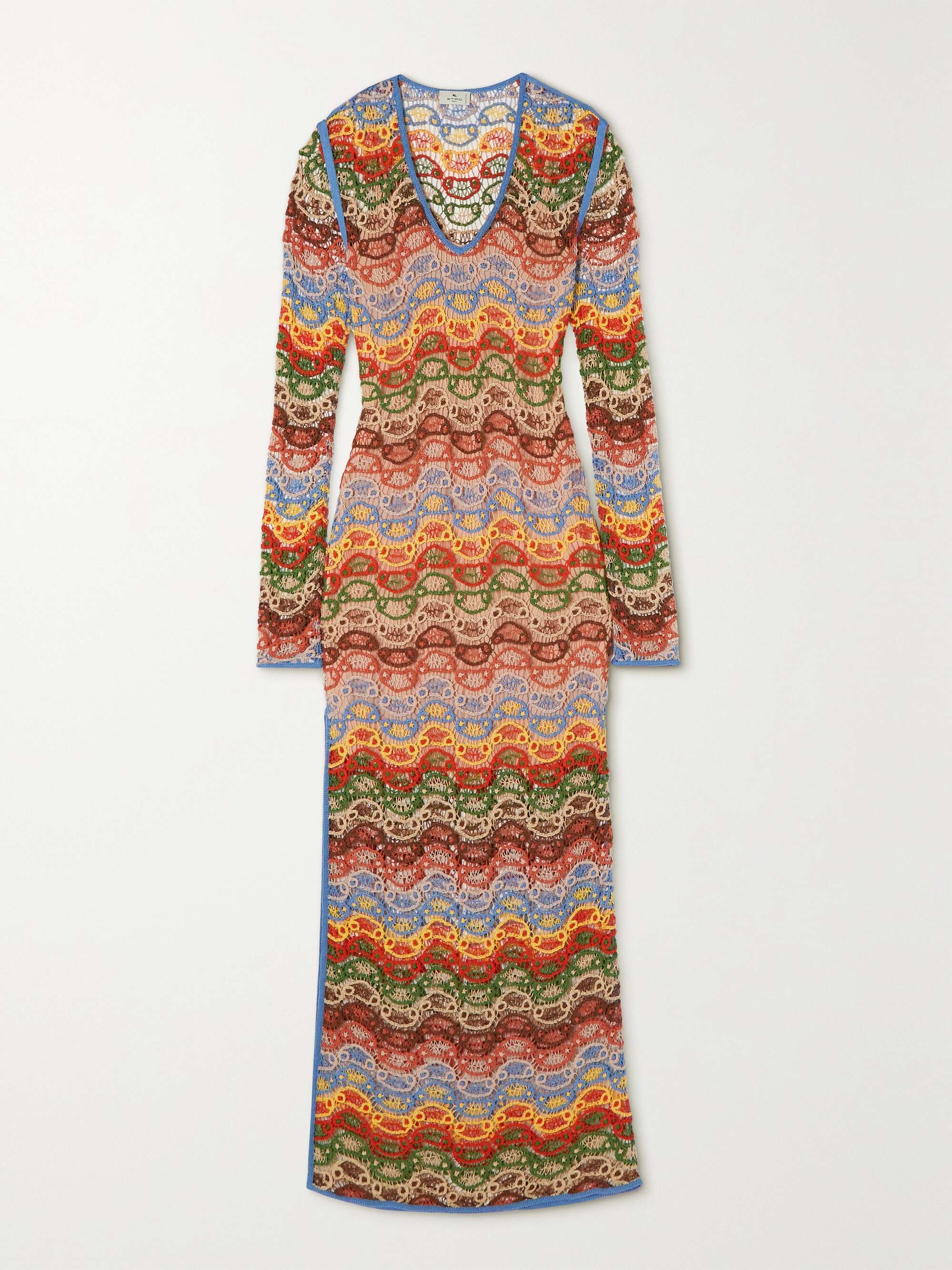 red crochet maxi dress